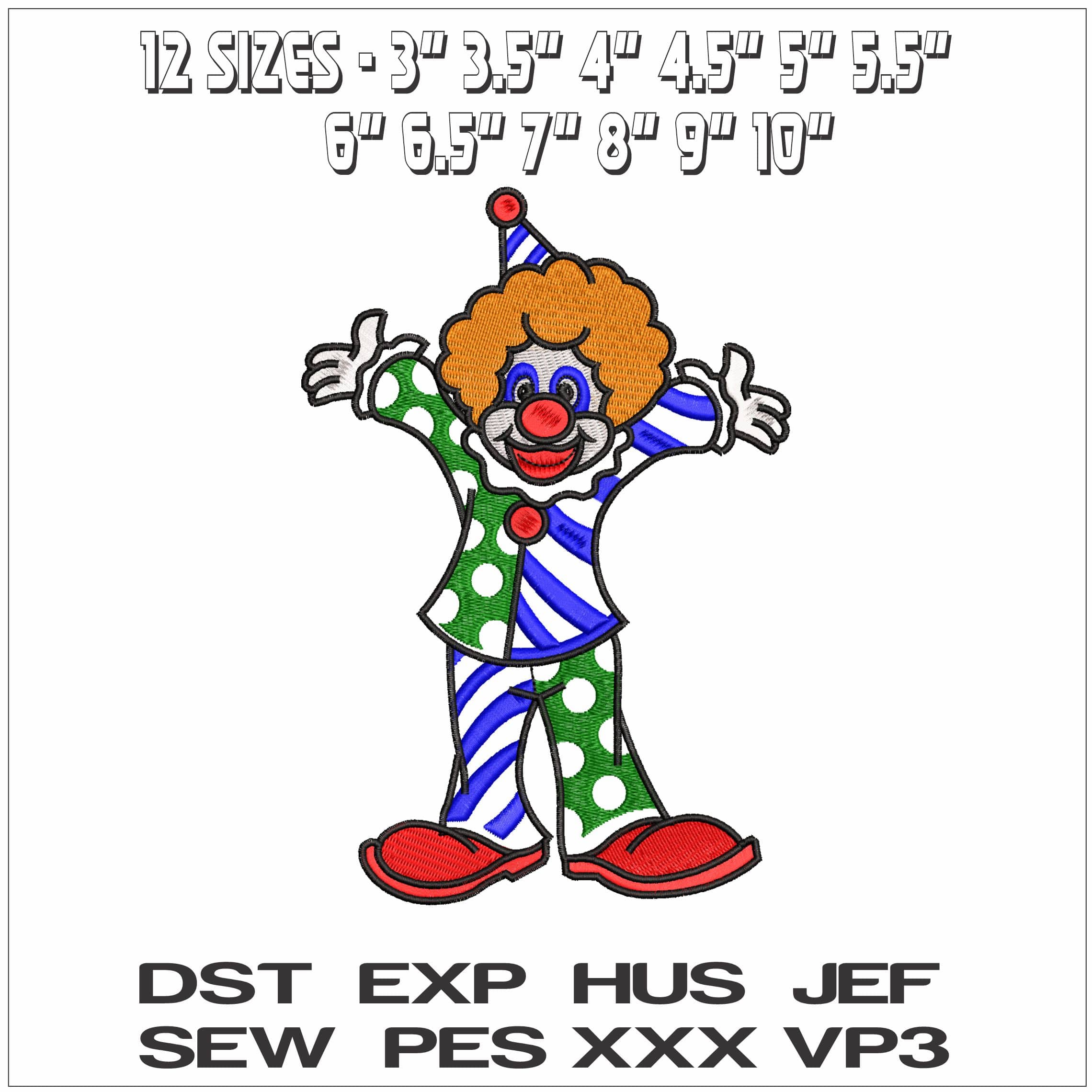 Clown- Elegant embroidery design file - instant download — view 2
