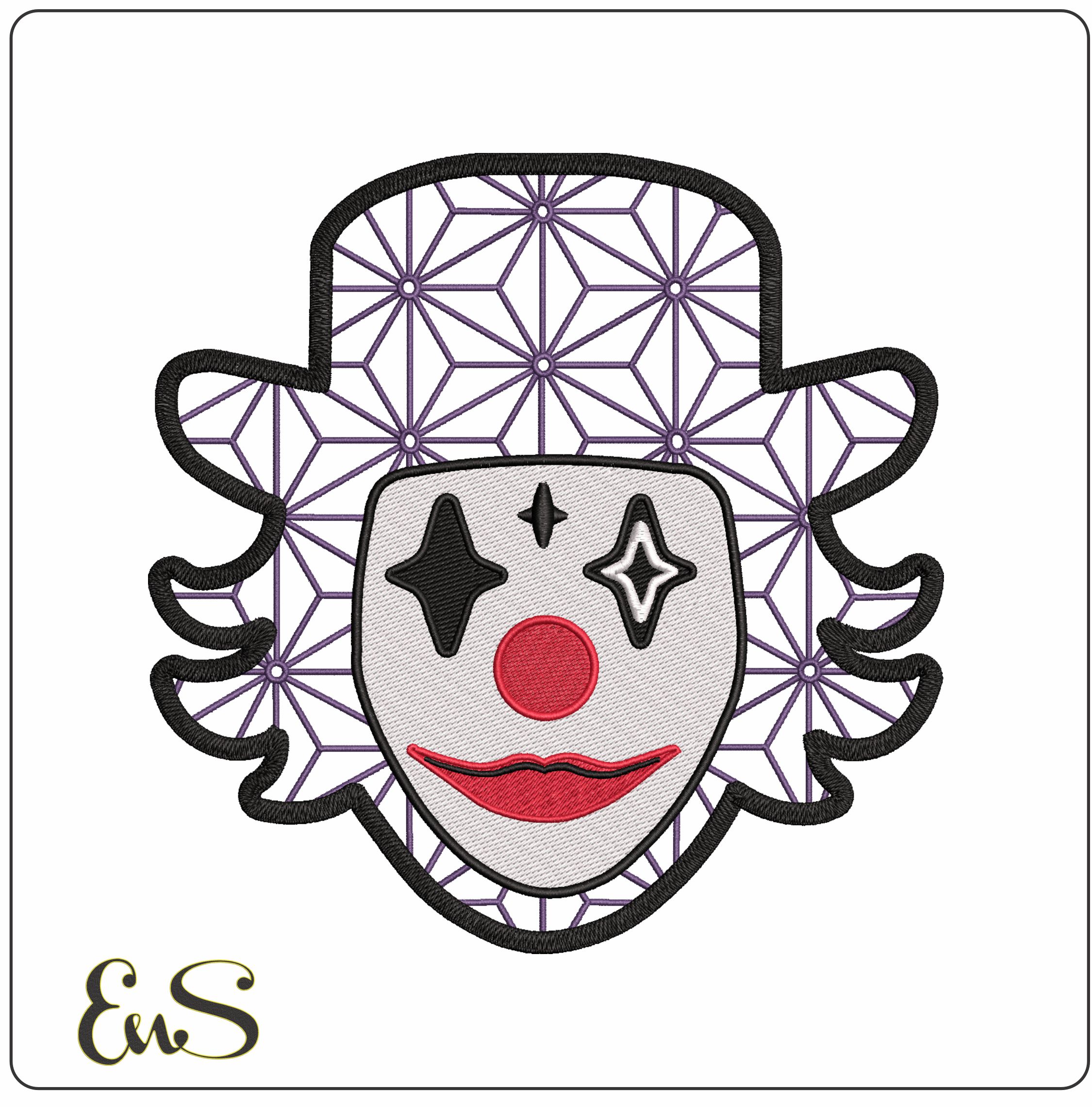 Clown Face with no background- Elegant embroidery design file - instant download