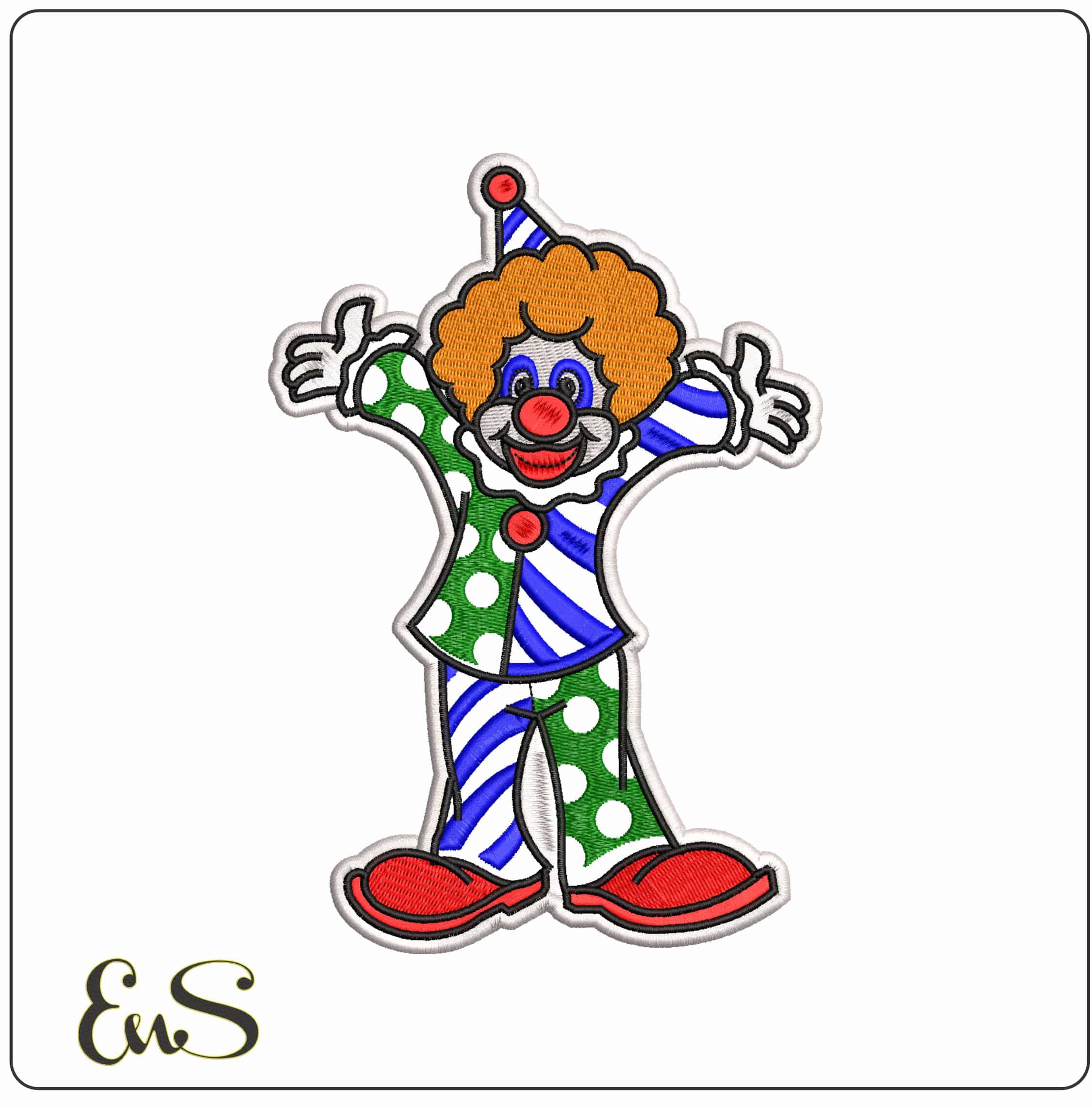 Clown wiith Outline- Elegant embroidery design file - instant download