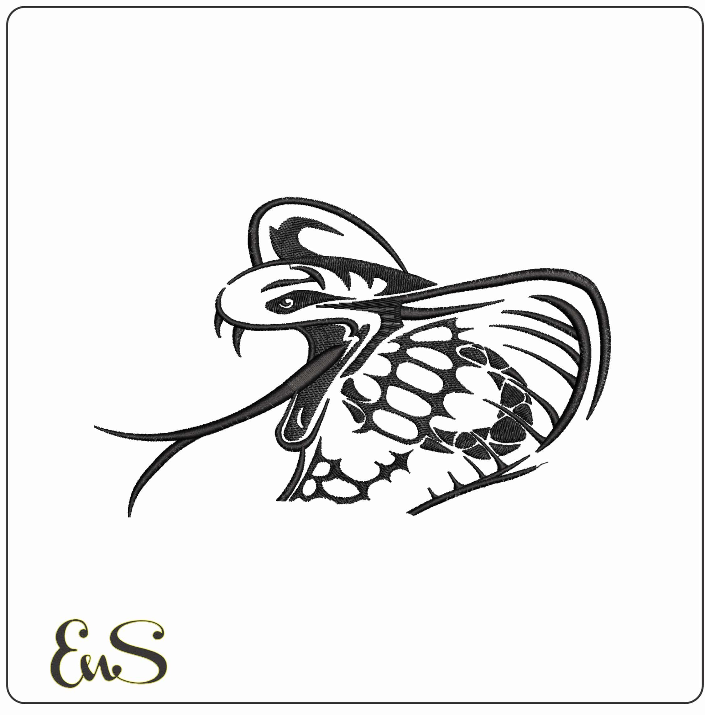 Cobra GT500 Snake- Elegant embroidery design file - instant download