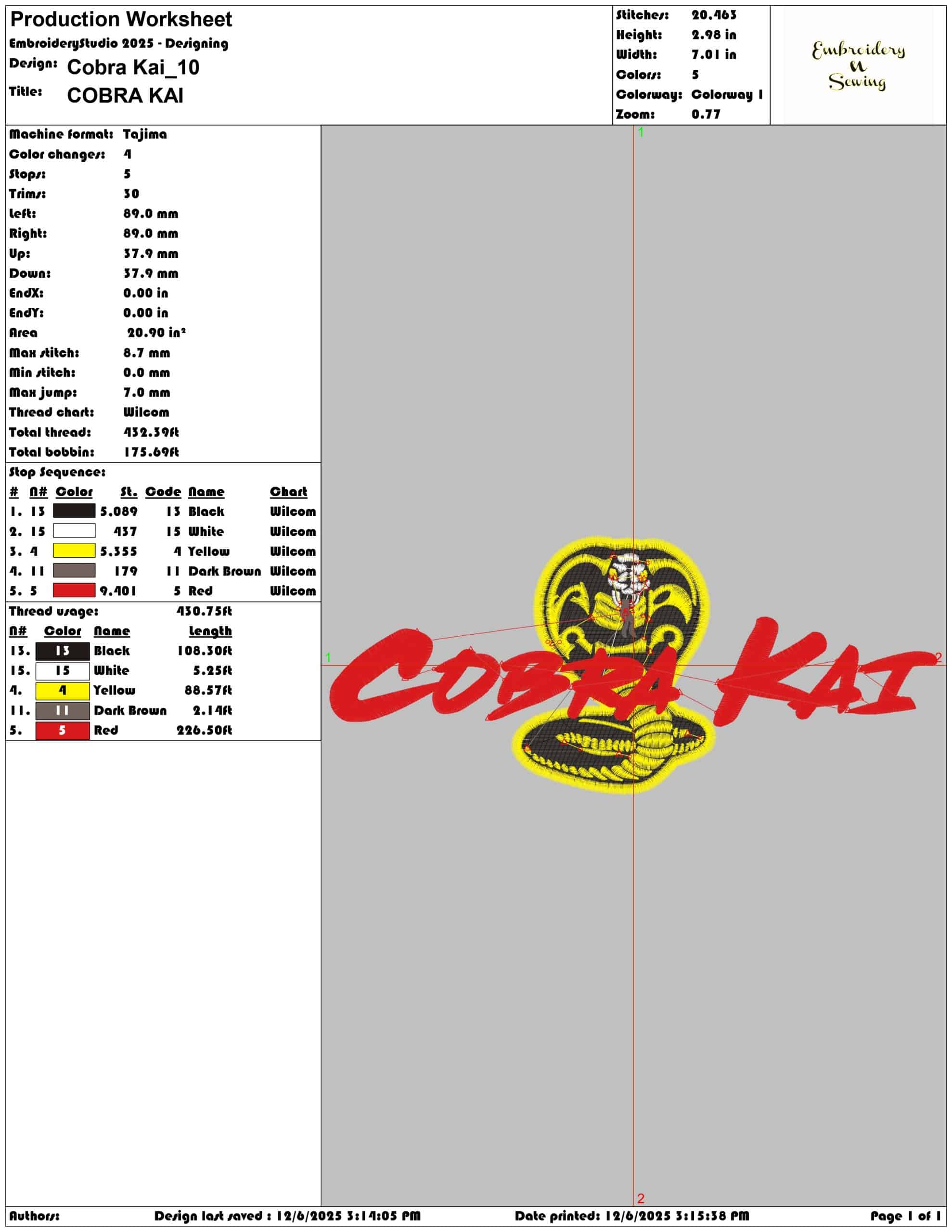 Cobra Kai- Elegant embroidery design file - instant download — view 3