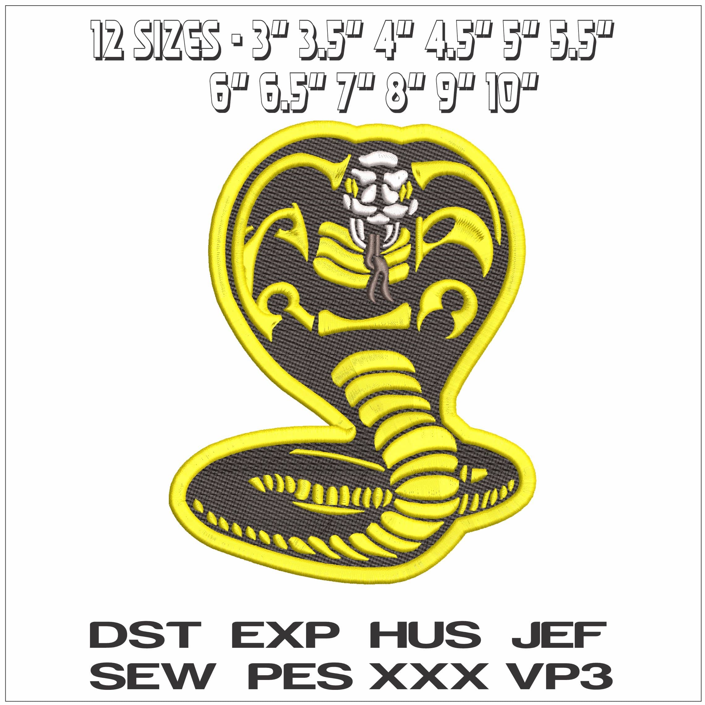 Cobra Kai Snake- Elegant embroidery design file - instant download — view 2