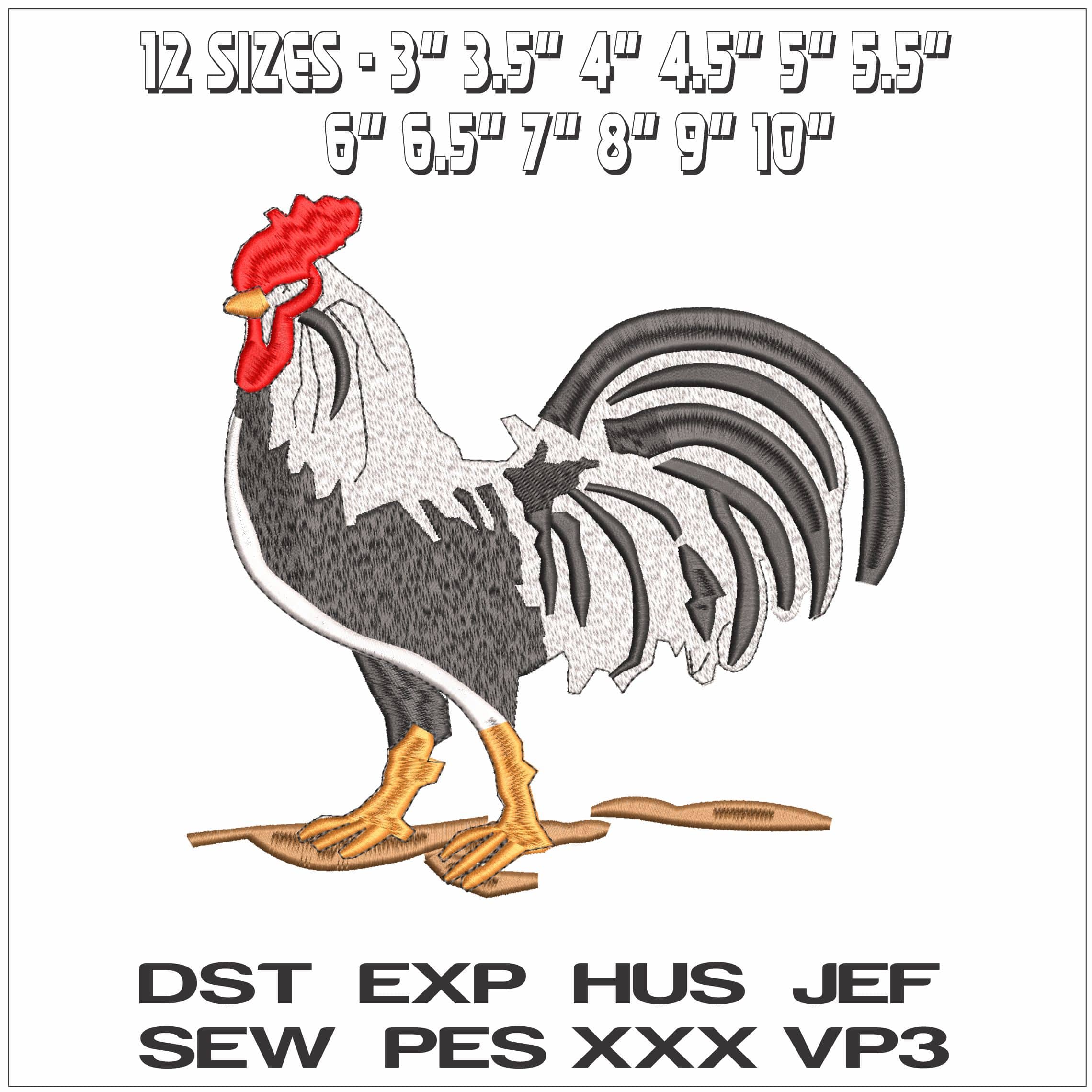 Cockeral- Elegant embroidery design file - instant download — view 2