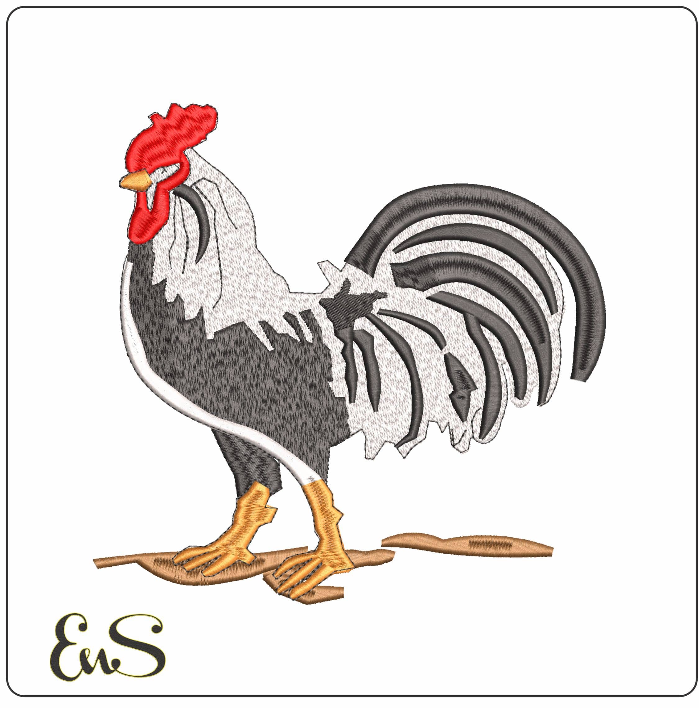 Cockeral- Elegant embroidery design file - instant download