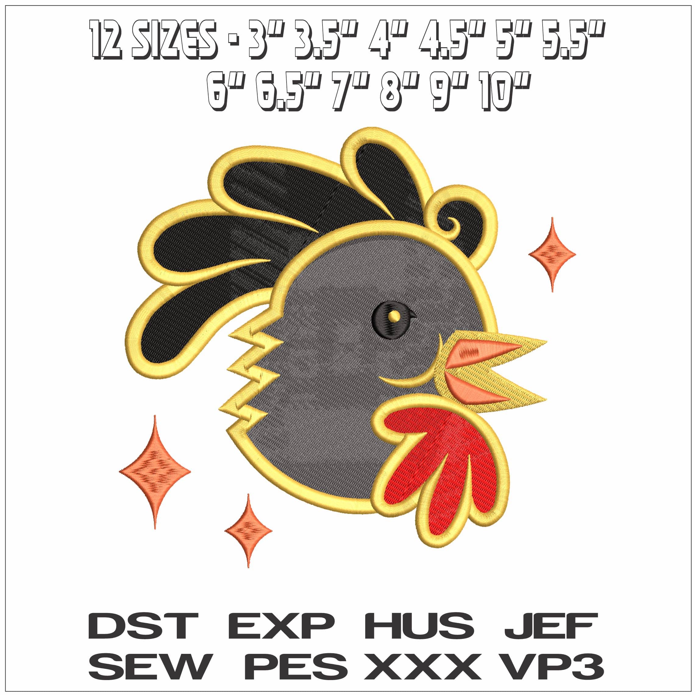 Cockeral Head Basic- Elegant embroidery design file - instant download — view 2