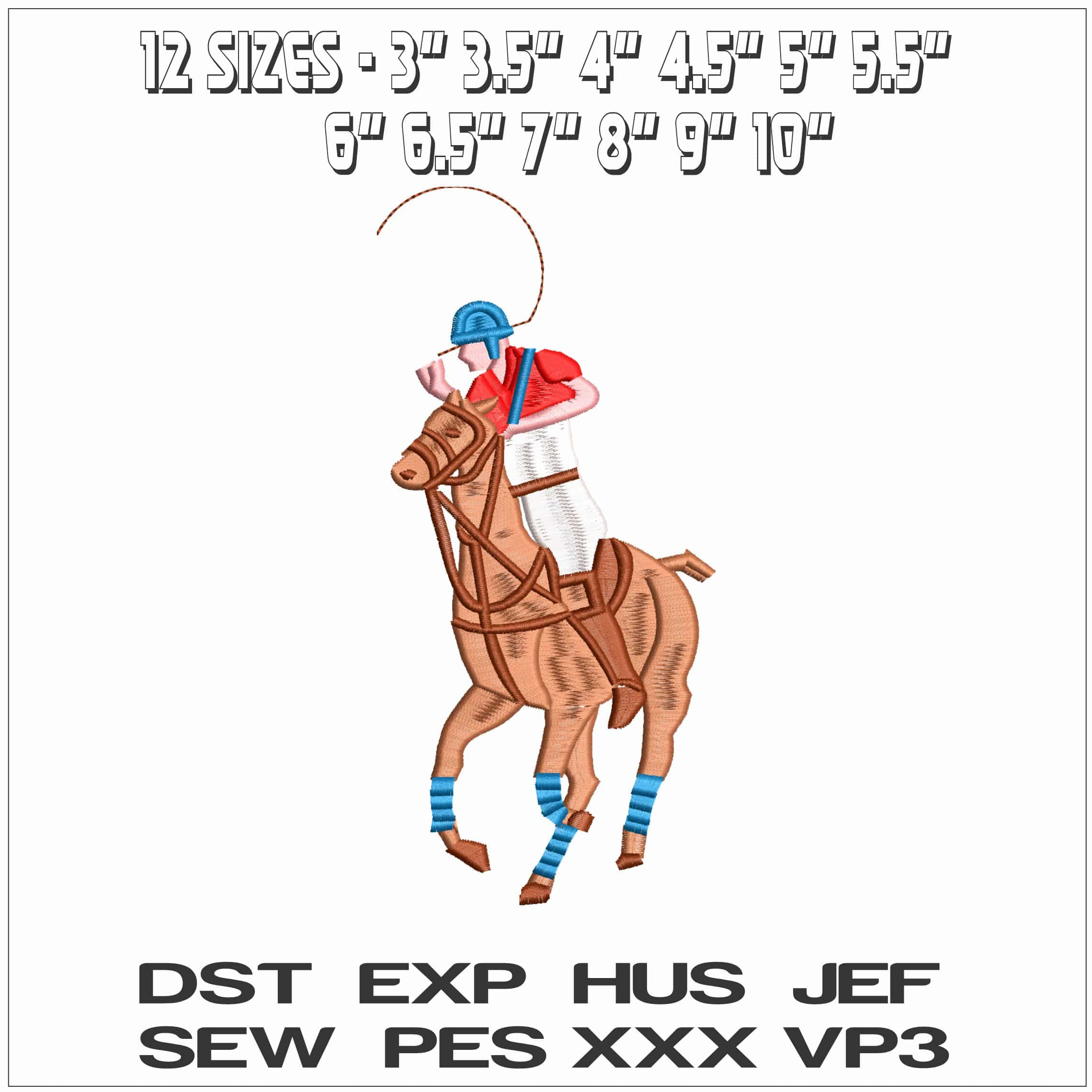 Color Polo Horse- Elegant embroidery design file - instant download — view 2