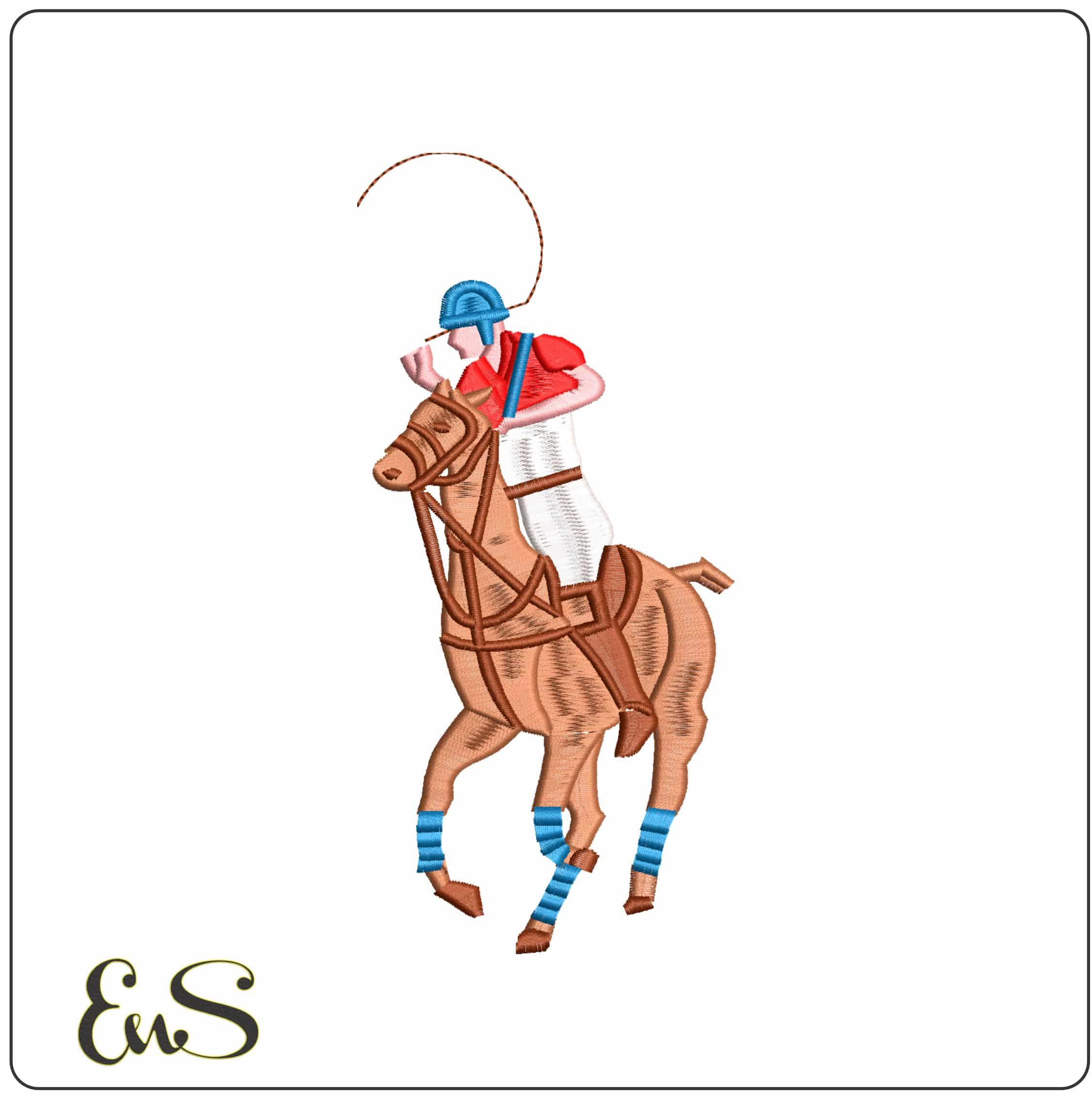 Color Polo Horse- Elegant embroidery design file - instant download