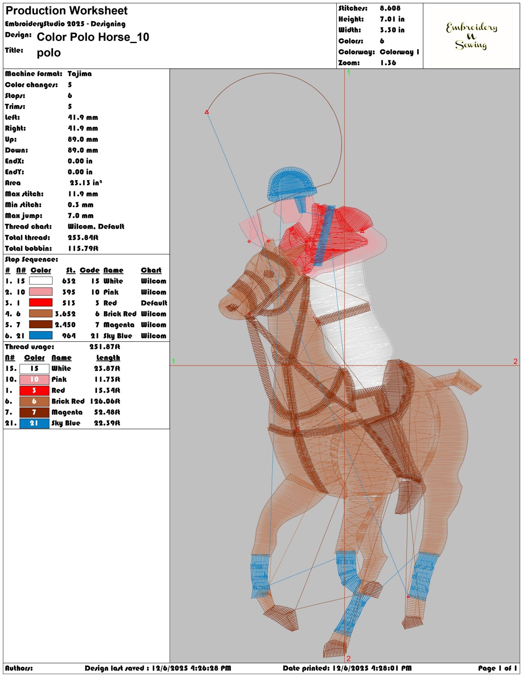 Color Polo Horse- Elegant embroidery design file - instant download — view 3