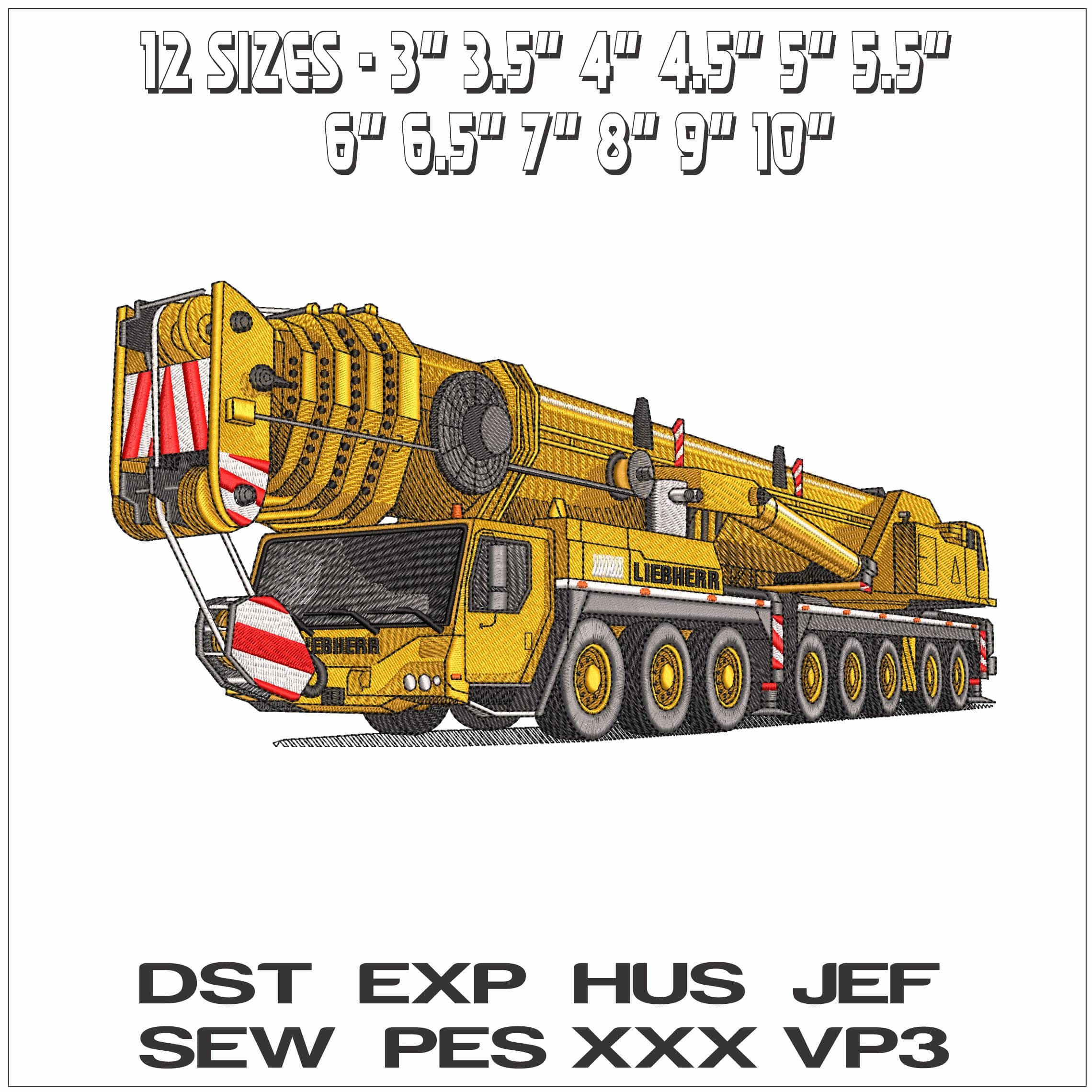 Construction Mobile Crane - Elegant embroidery design file - instant download — view 2