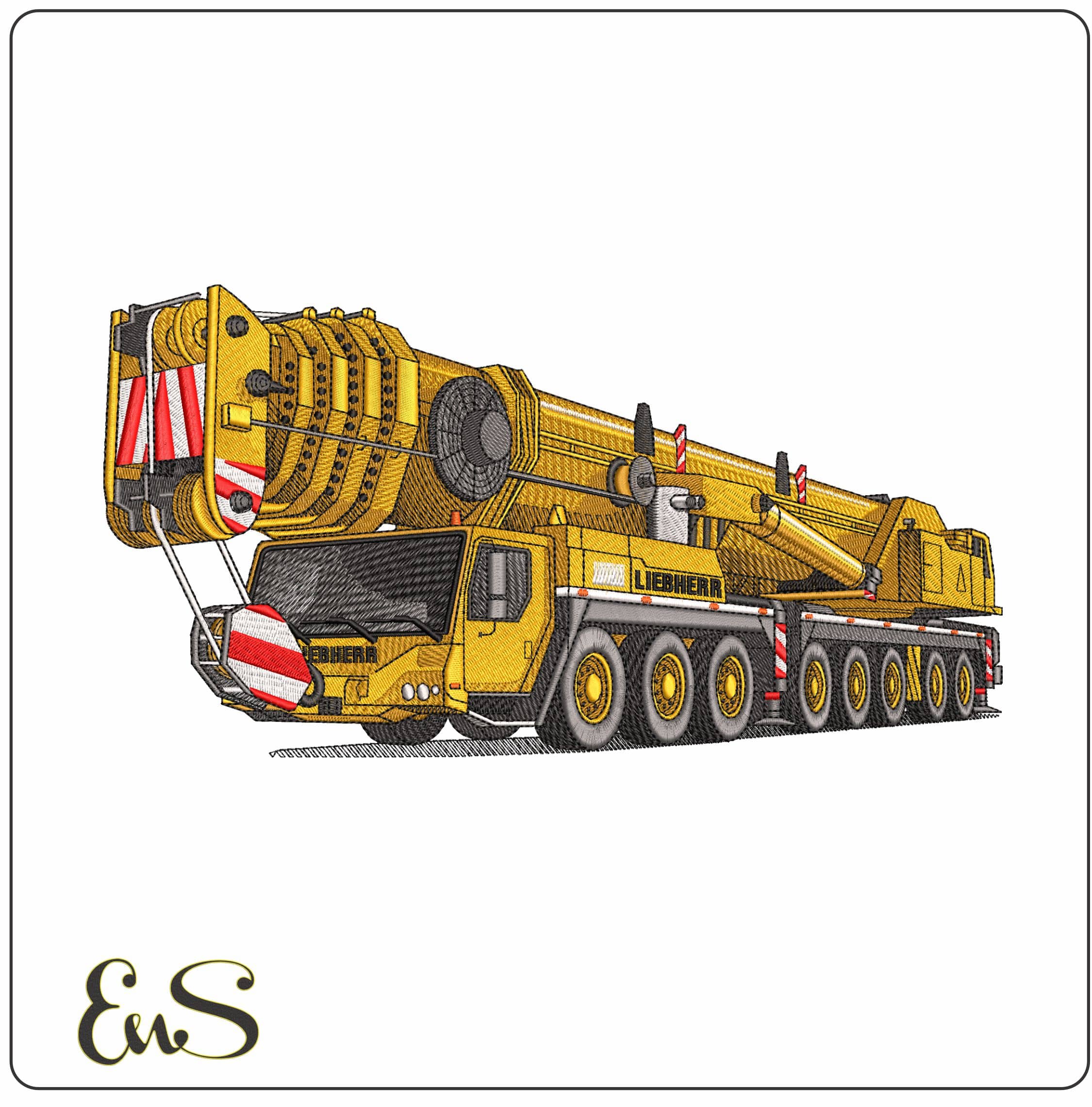 Construction Mobile Crane - Elegant embroidery design file - instant download