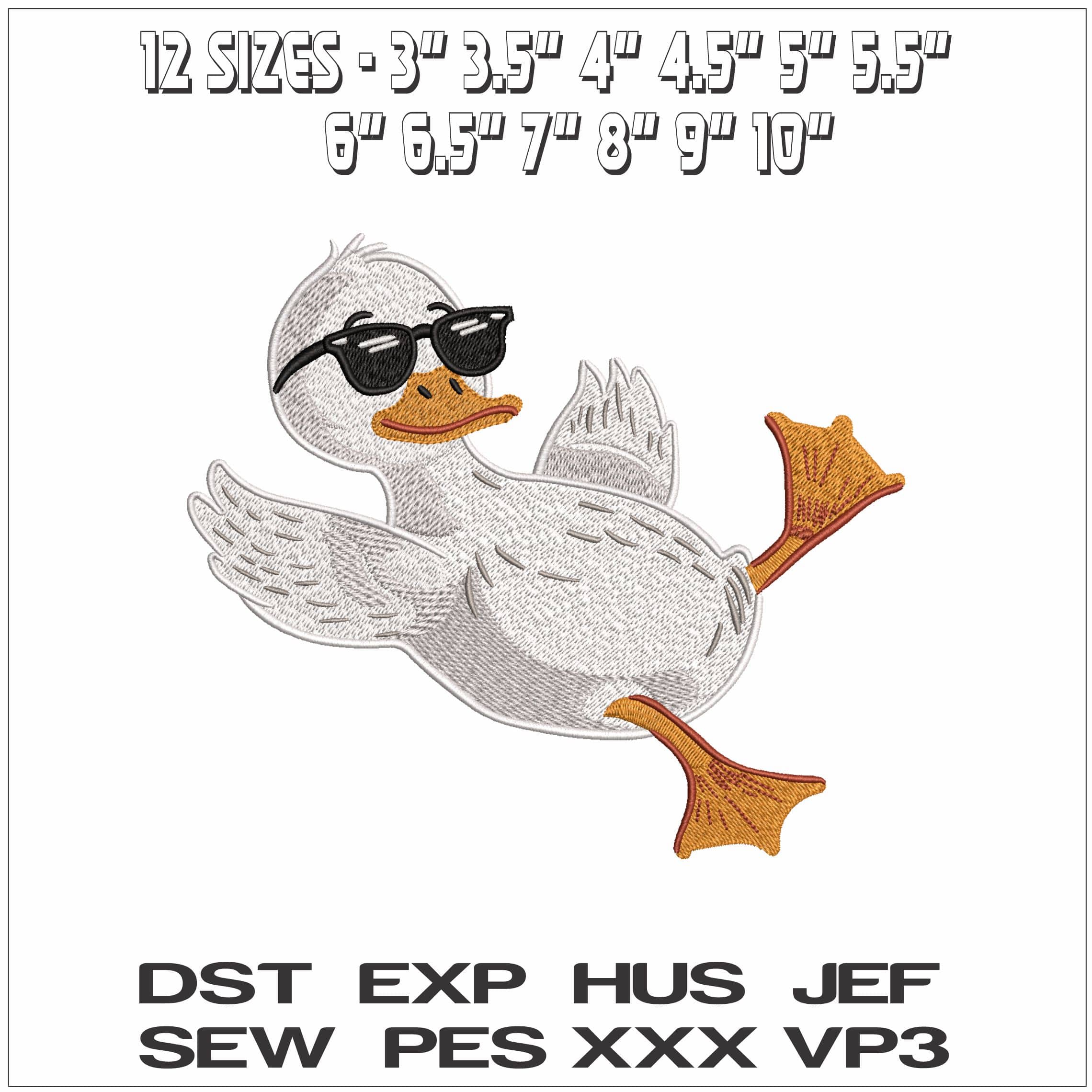 Cool Duck Chilling - Elegant embroidery design file - instant download — view 2