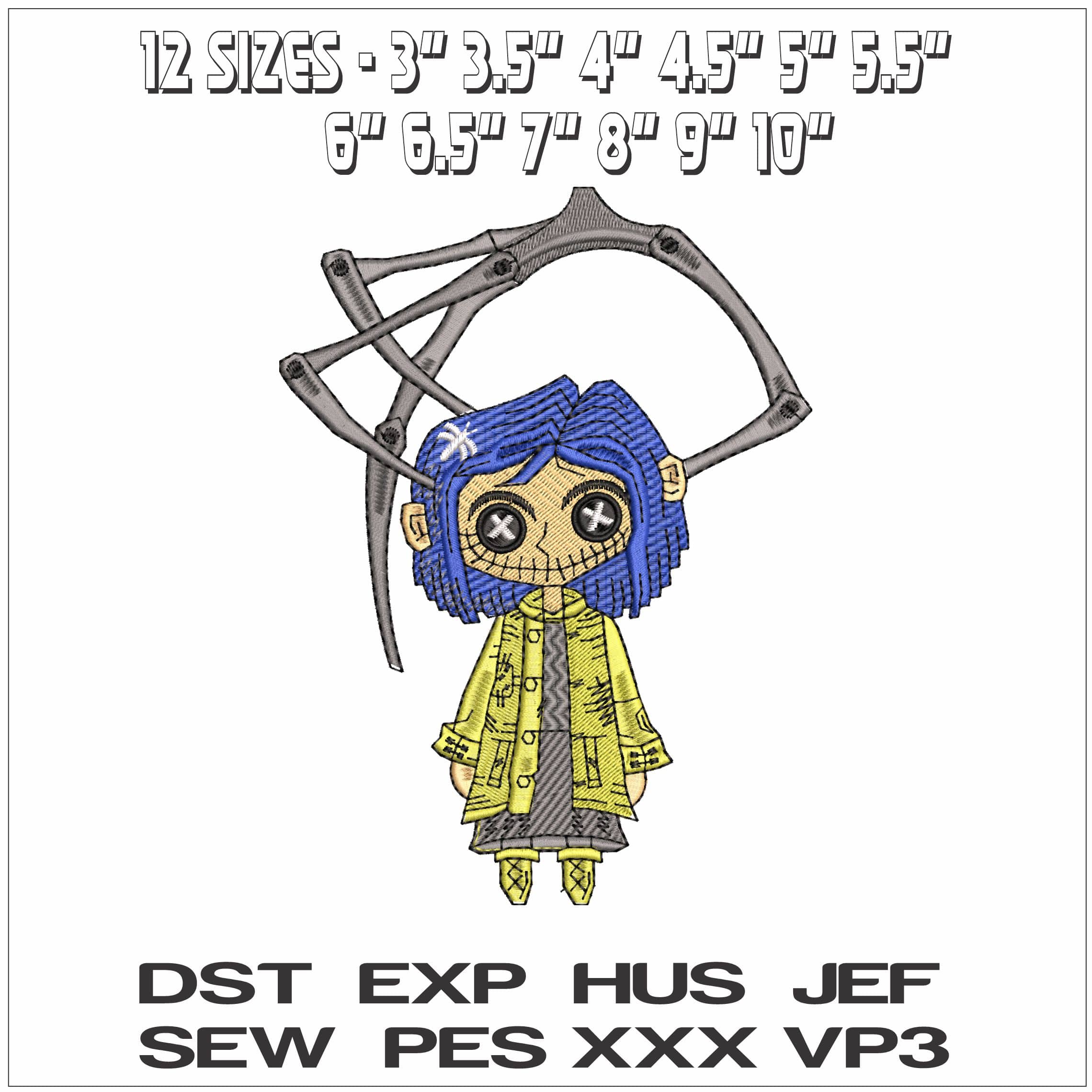 Coraline Jones- Elegant embroidery design file - instant download — view 2