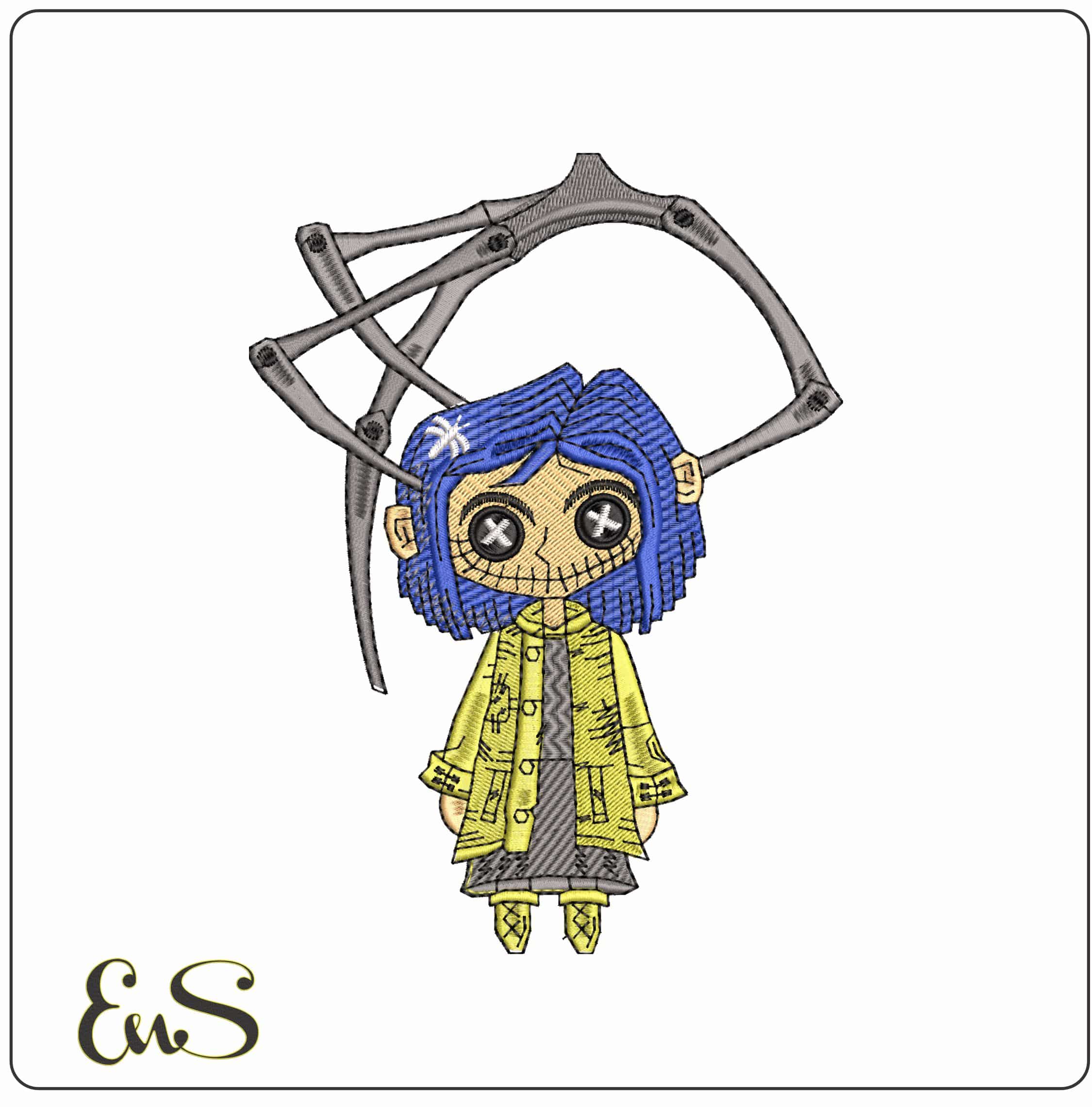 Coraline Jones- Elegant embroidery design file - instant download