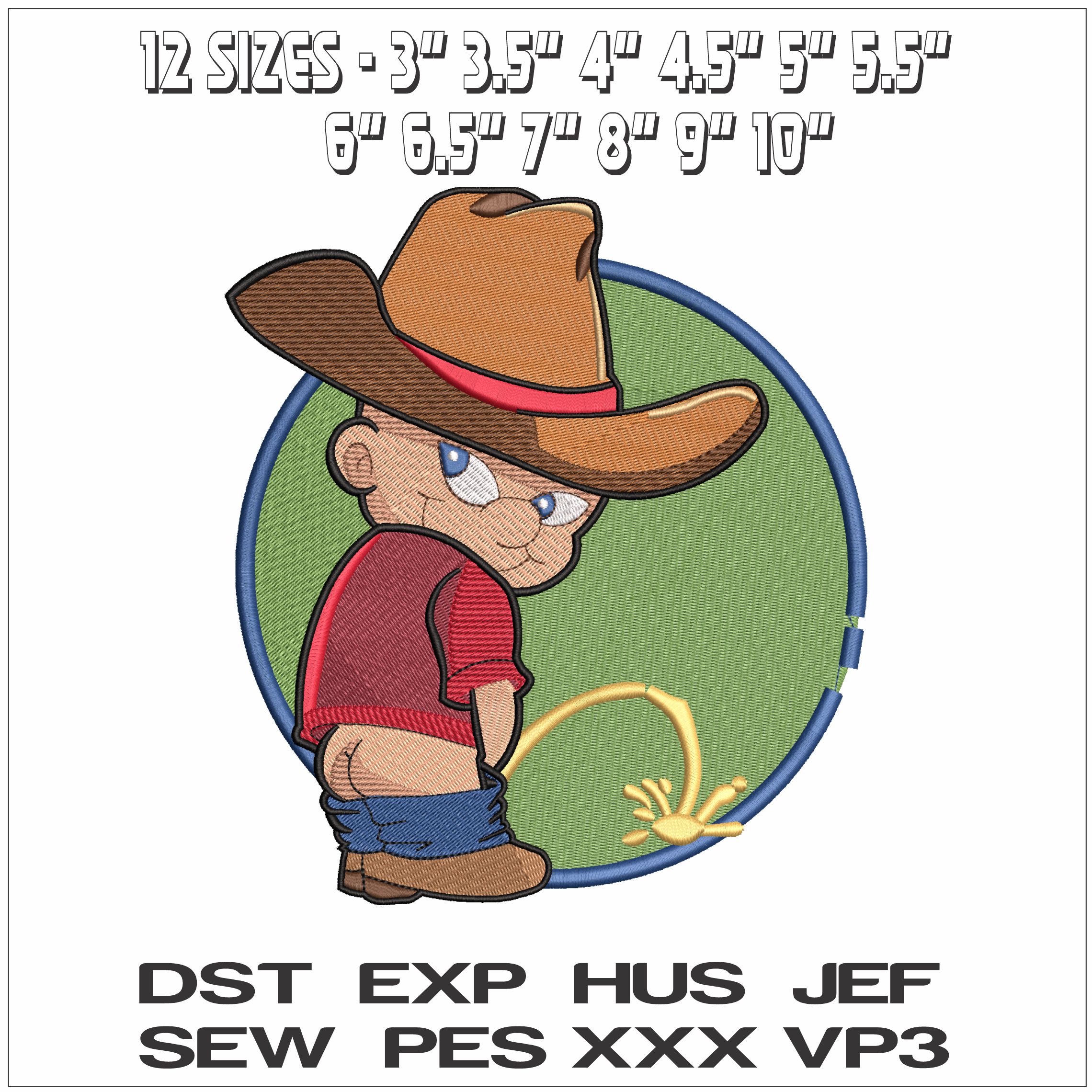 Cowboy Peeing in to Grass- Elegant embroidery design file - instant download — view 2