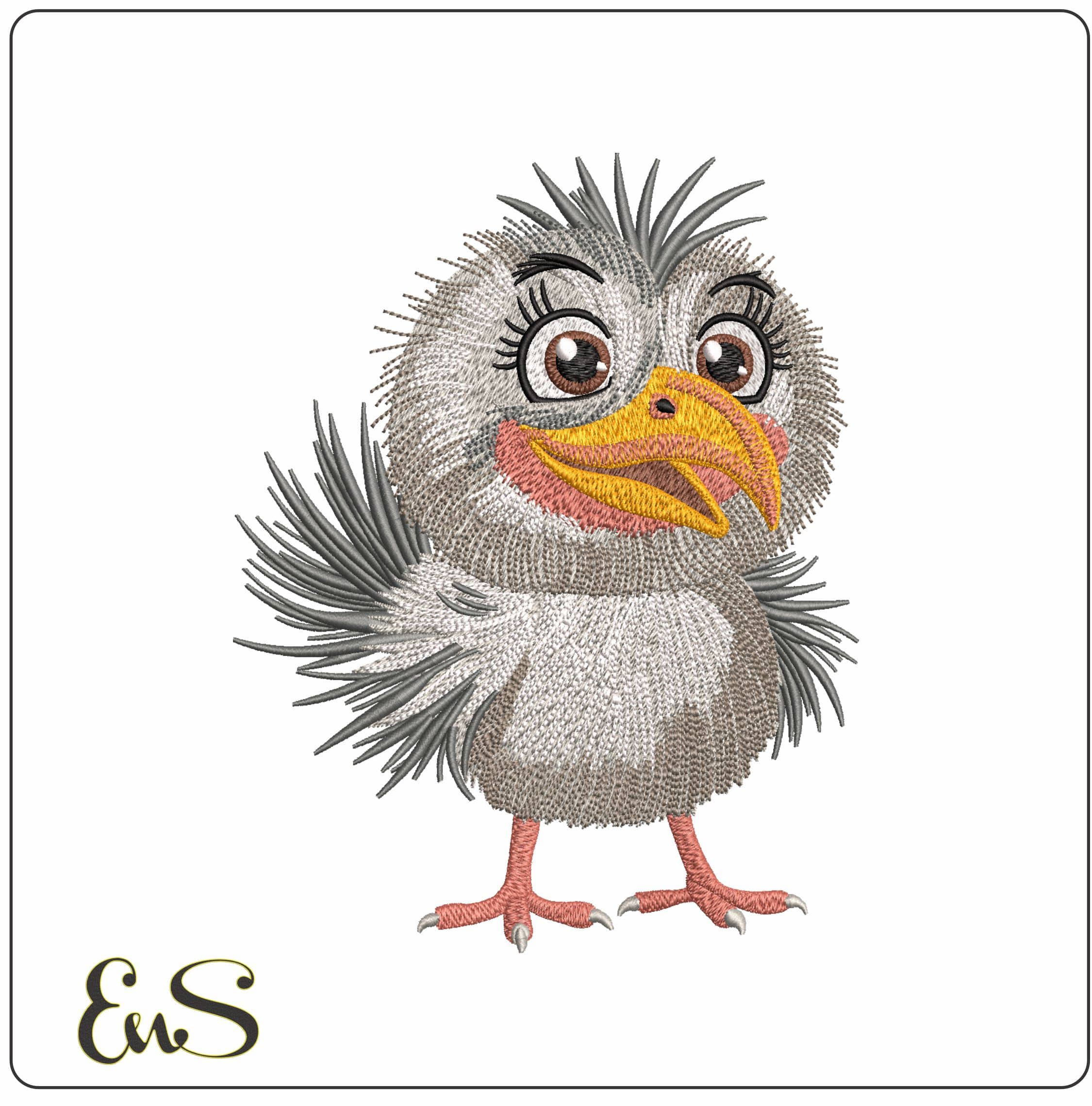 Crazy bird- Elegant embroidery design file - instant download