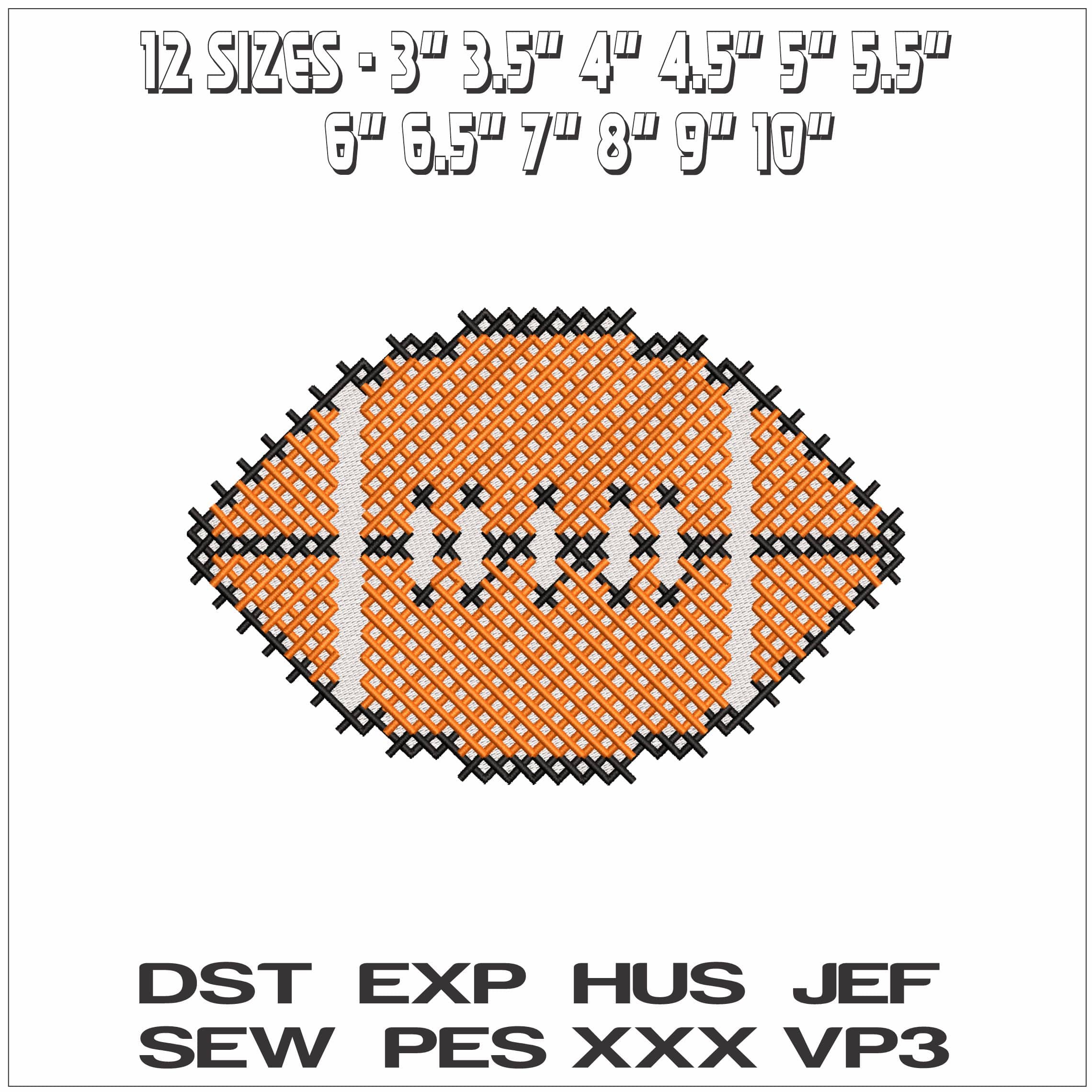 Cross Stitch Football- Elegant embroidery design file - instant download — view 2