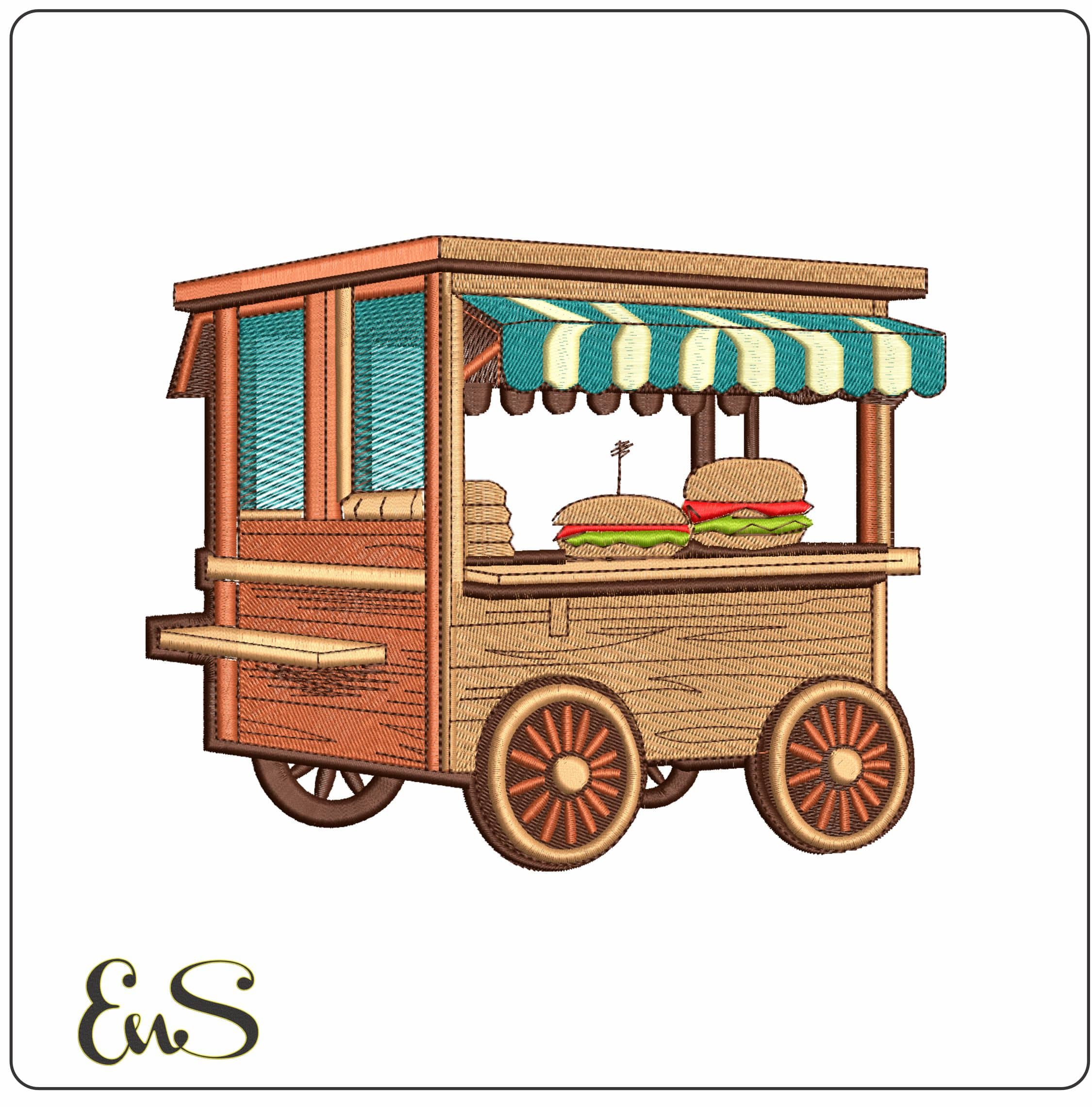 Cuban Sandwich Truck- Elegant embroidery design file - instant download