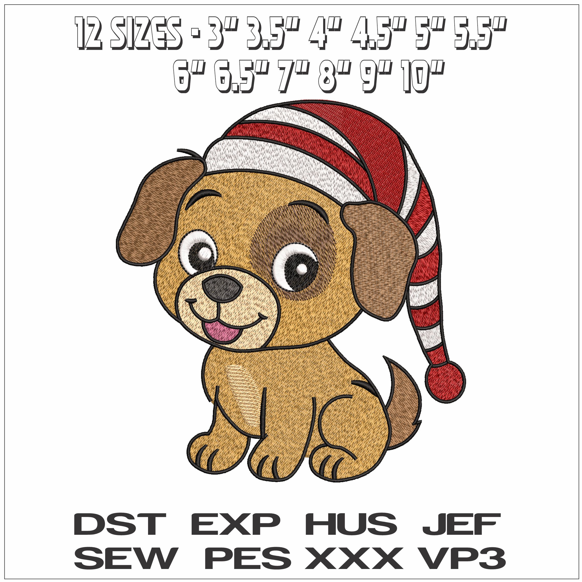 Cute CHristmas Puppy- Elegant embroidery design file - instant download — view 2