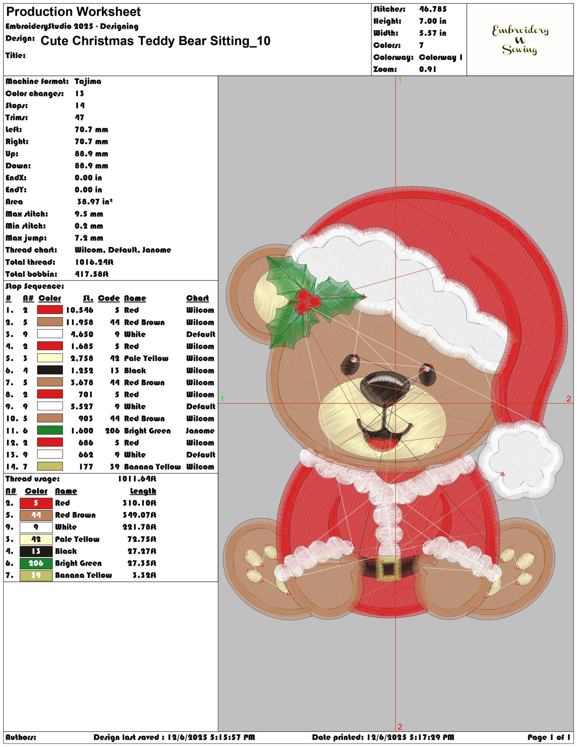 Cute Christmas Teddy Bear Sitting- Elegant embroidery design file - instant download — view 3