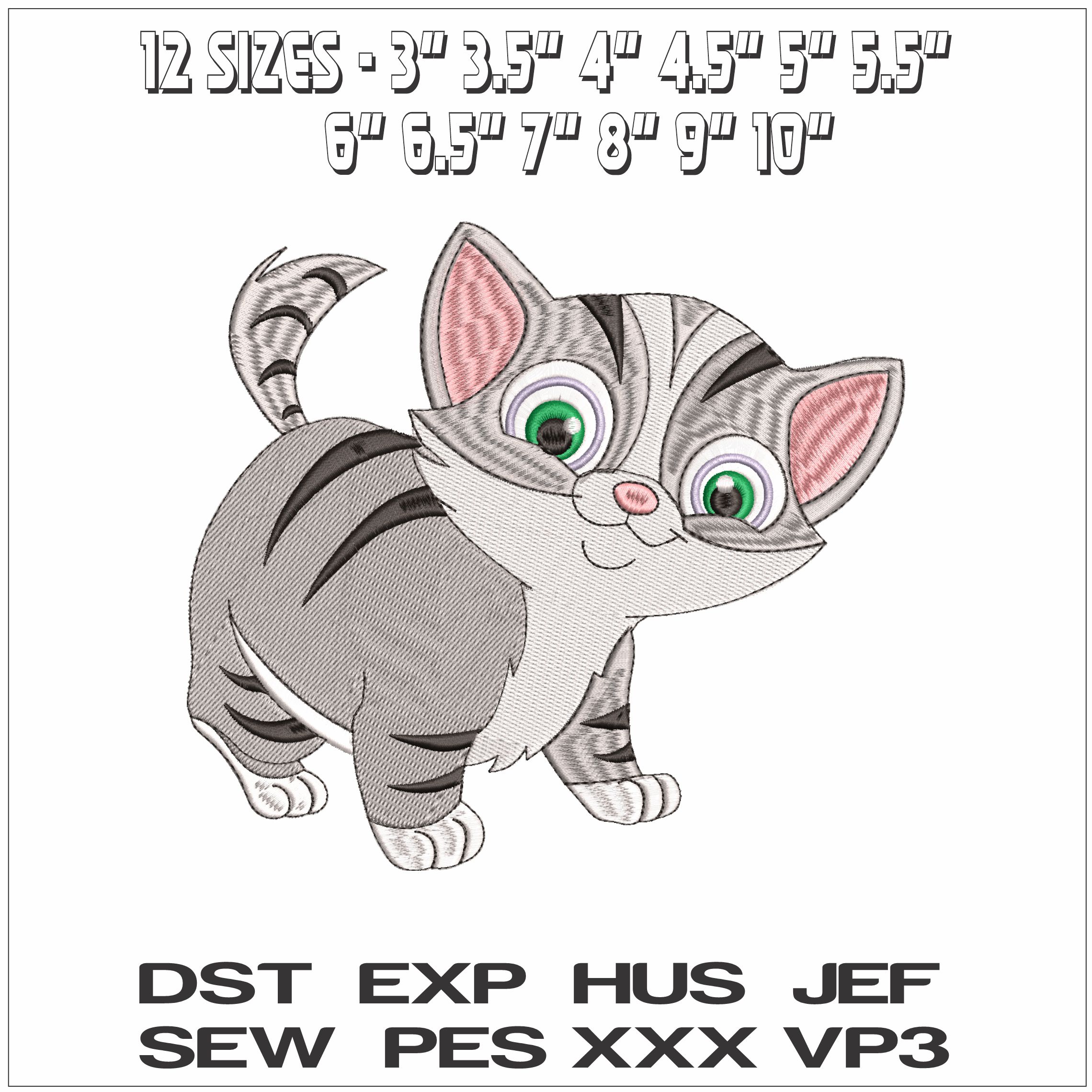 Cute Chubby Kitten- Elegant embroidery design file - instant download — view 2