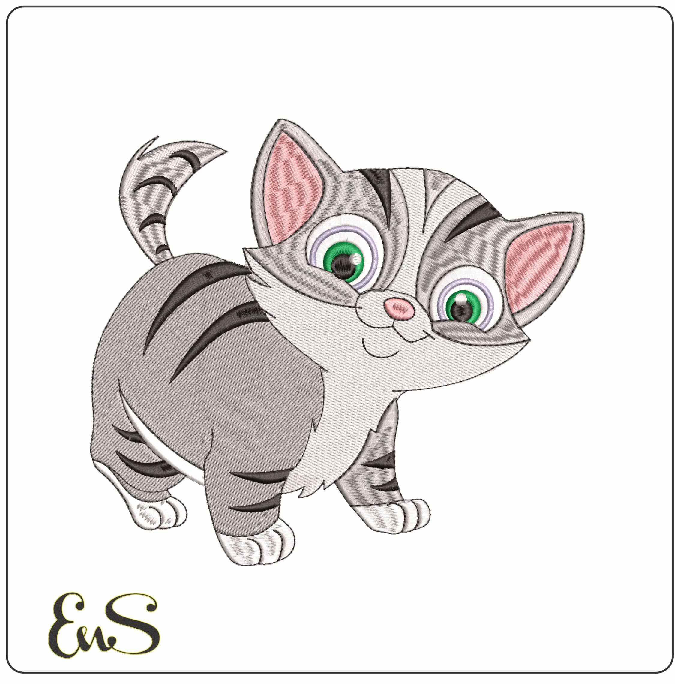 Cute Chubby Kitten- Elegant embroidery design file - instant download