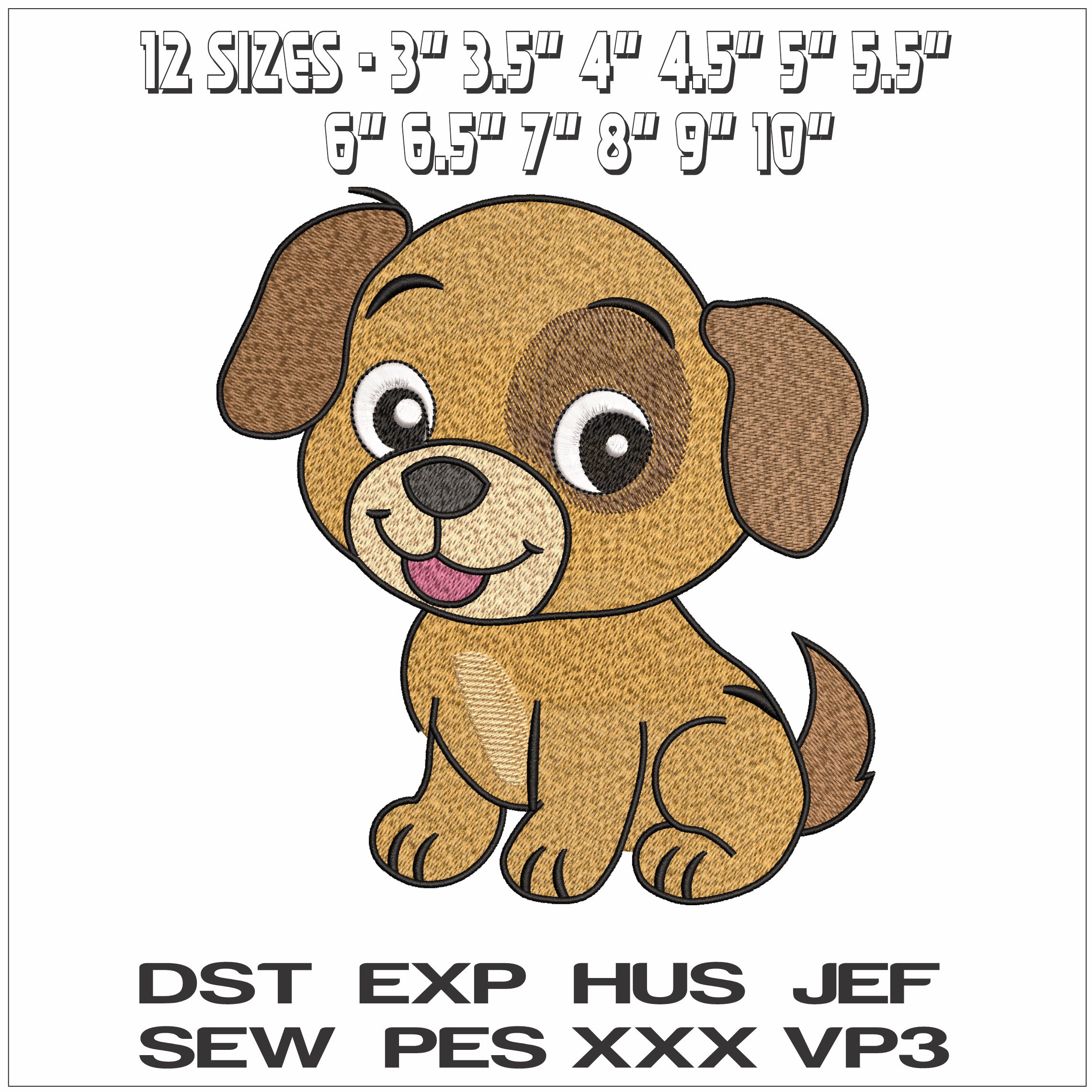 Cute Puppy- Elegant embroidery design file - instant download — view 2