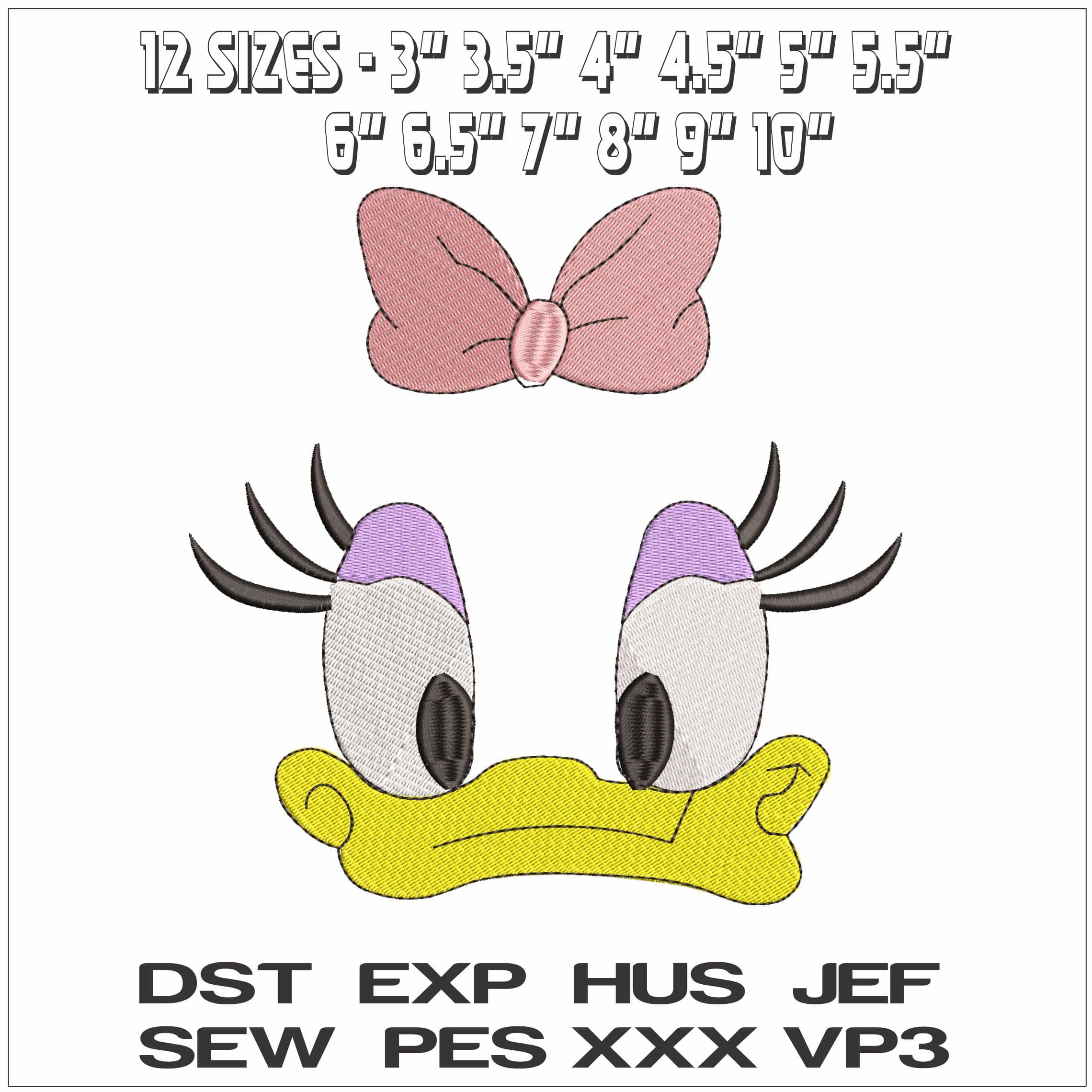 Daisy Duck Eyes- Elegant embroidery design file - instant download — view 2