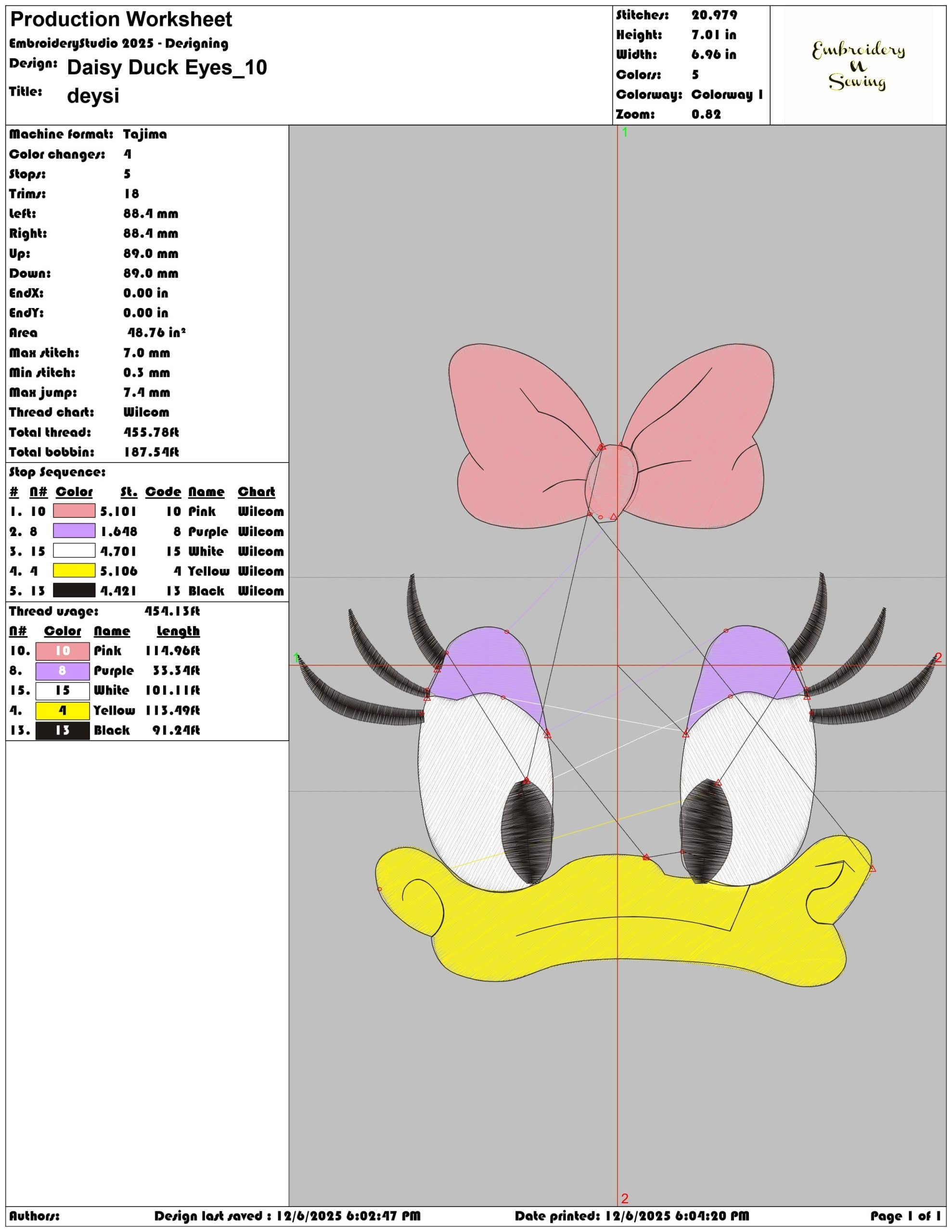 Daisy Duck Eyes- Elegant embroidery design file - instant download — view 3