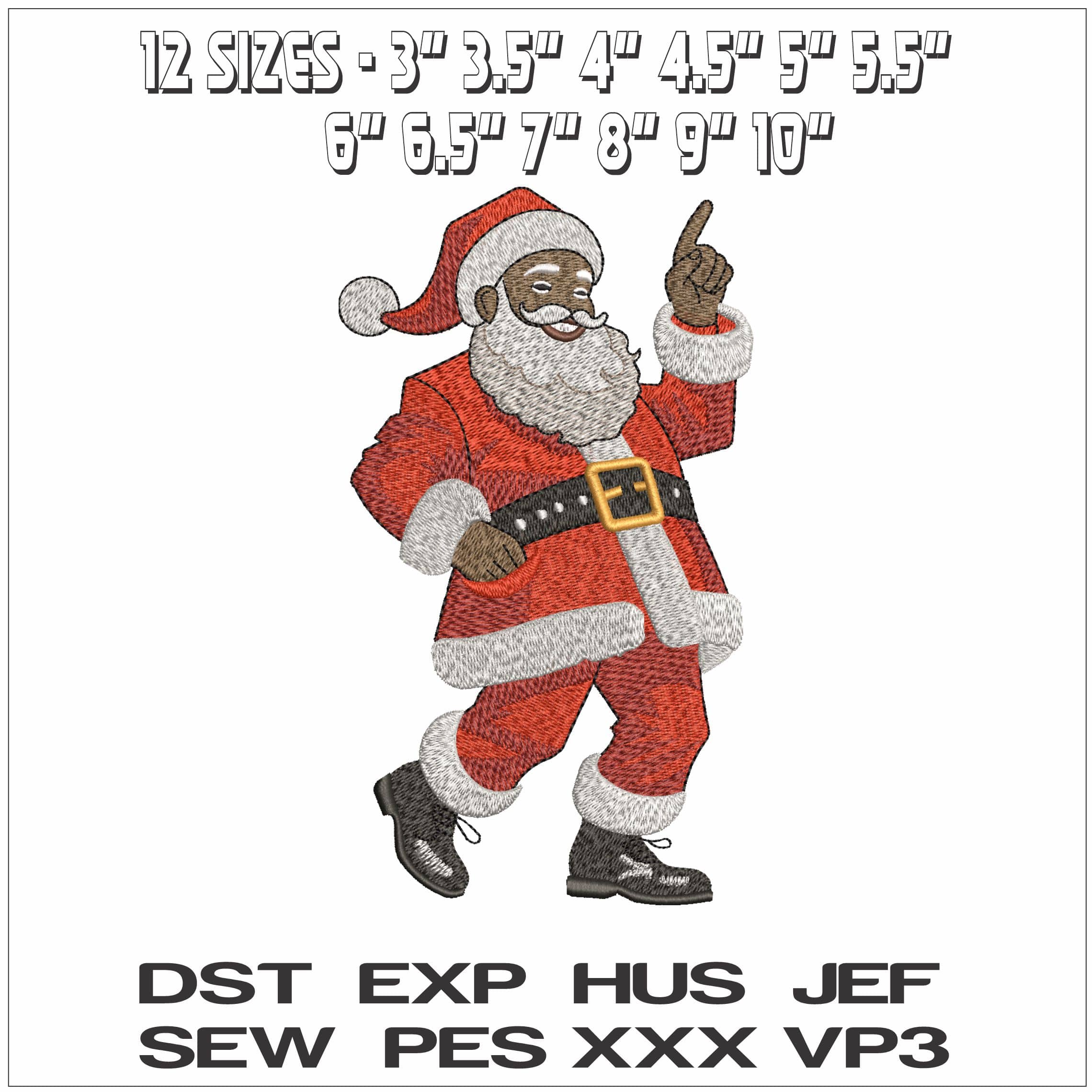 Dancing Black Santa- Elegant embroidery design file - instant download — view 2