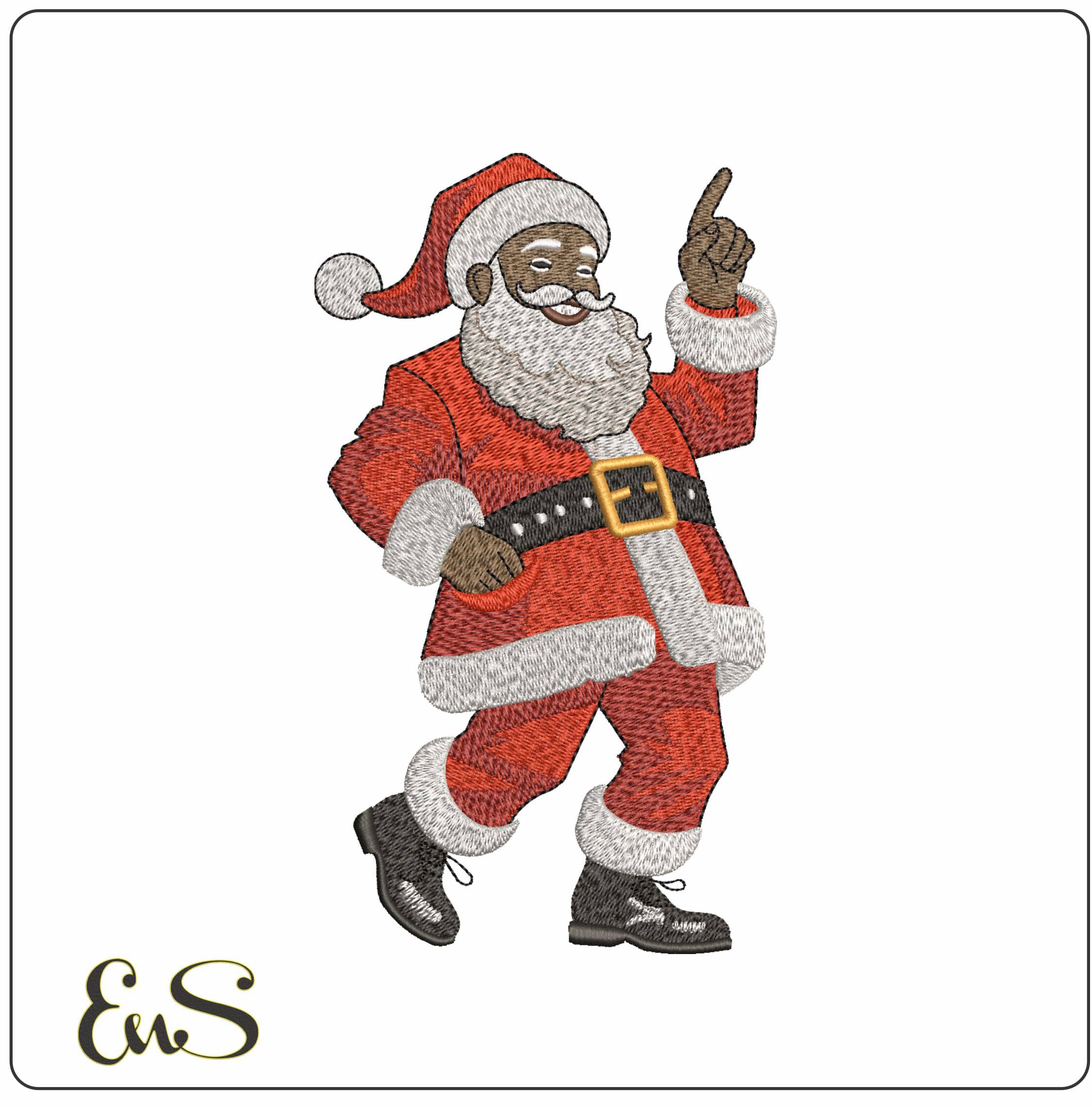 Dancing Black Santa- Elegant embroidery design file - instant download