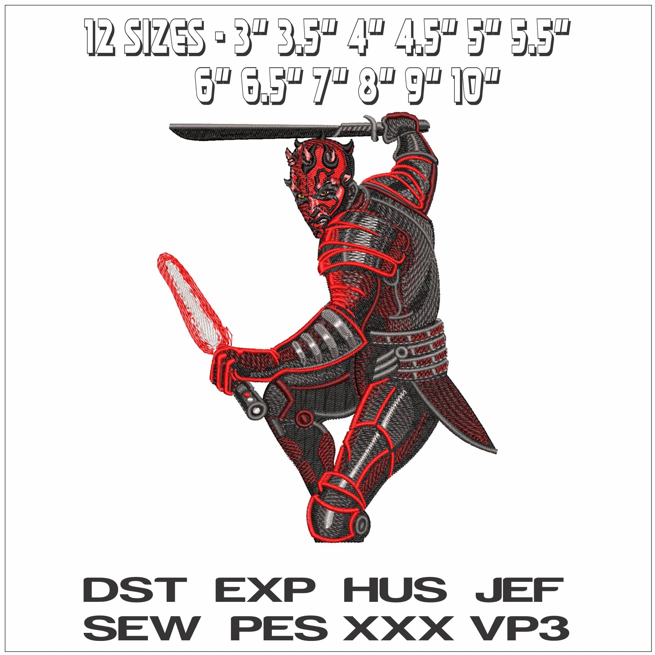 Darth Maul Fighting Star Wars- Elegant embroidery design file - instant download — view 2