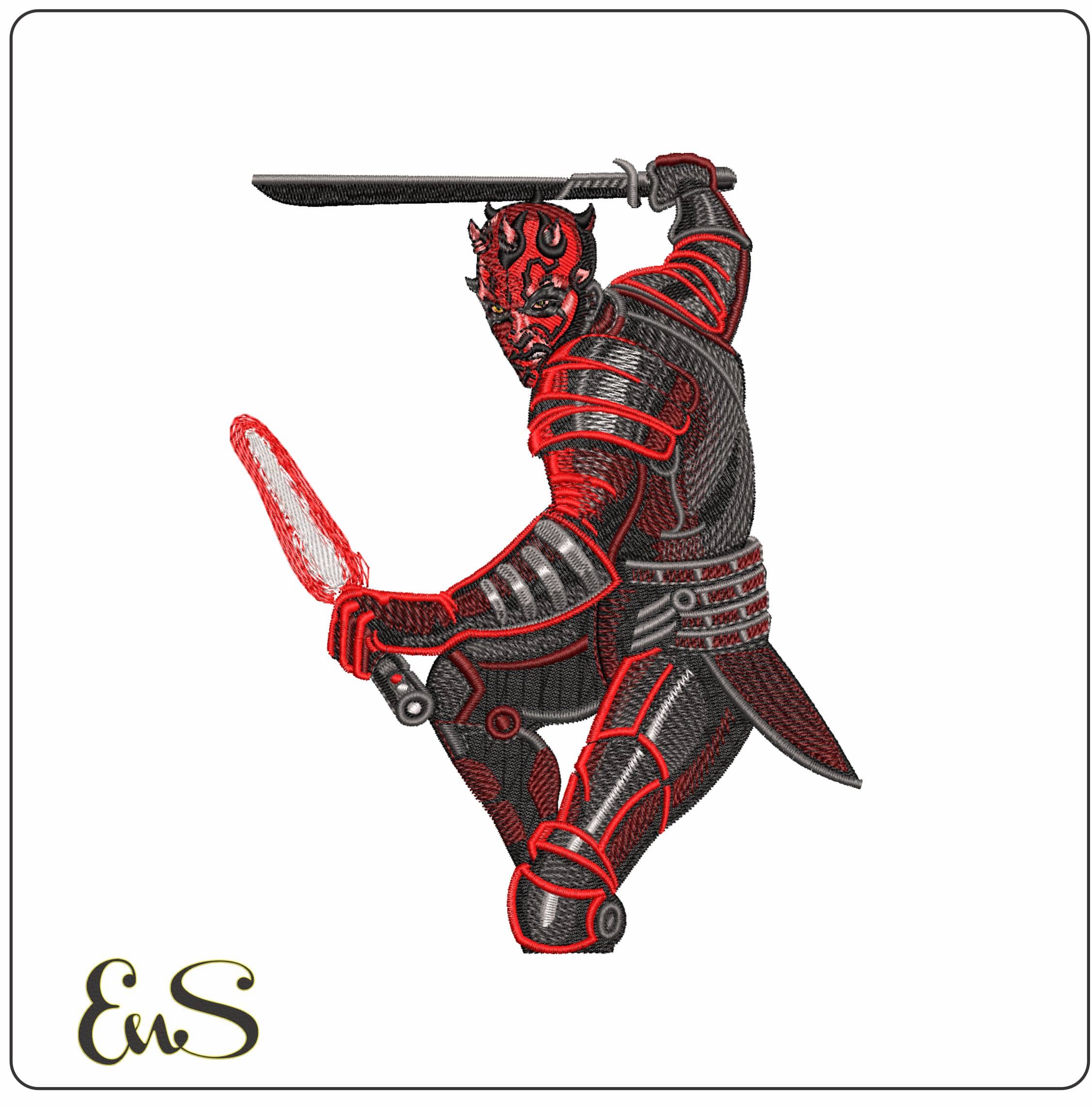 Darth Maul Fighting Star Wars- Elegant embroidery design file - instant download