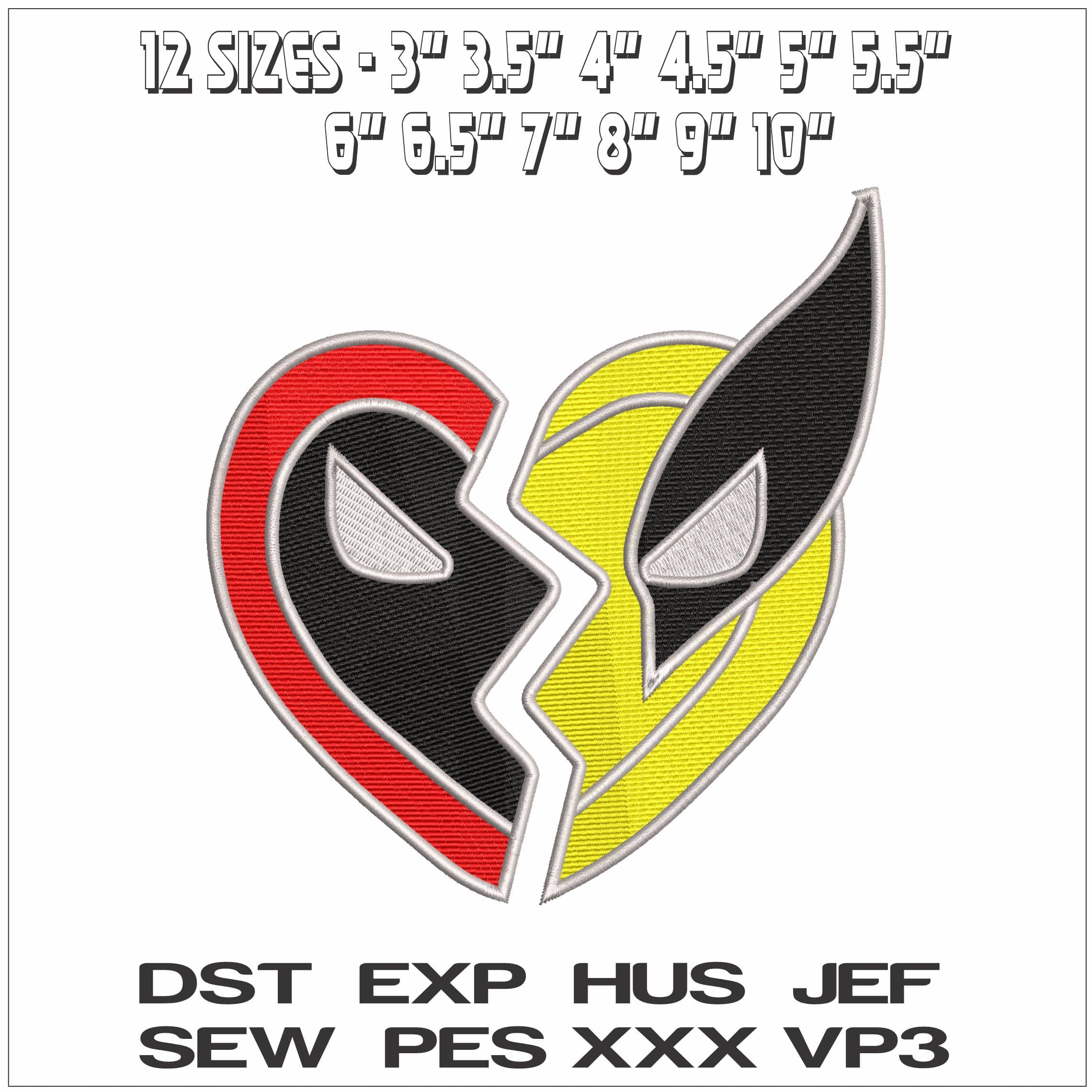 Deadpool Wolverine Mask Emblem- Elegant embroidery design file - instant download — view 2