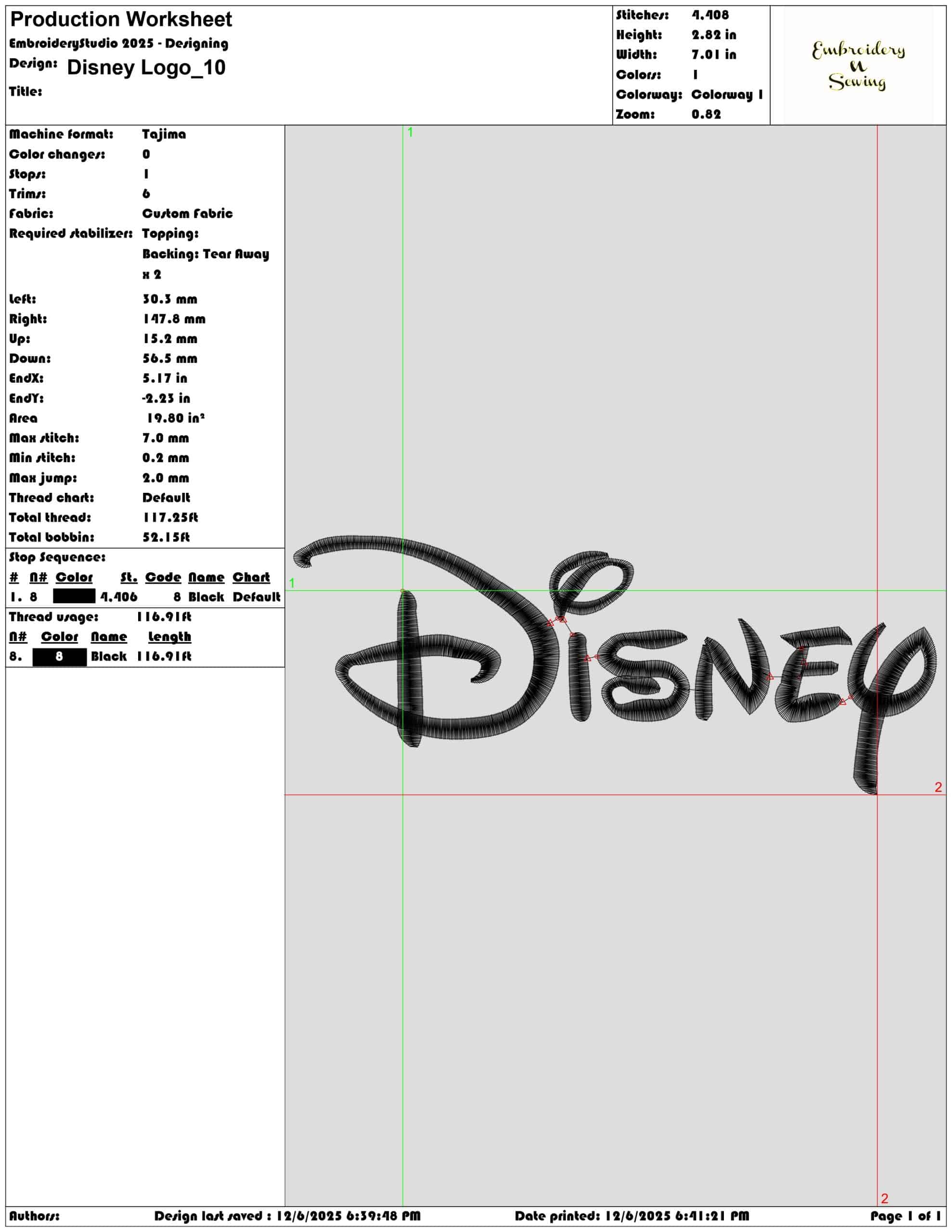 Disney Logo- Elegant embroidery design file - instant download — view 3