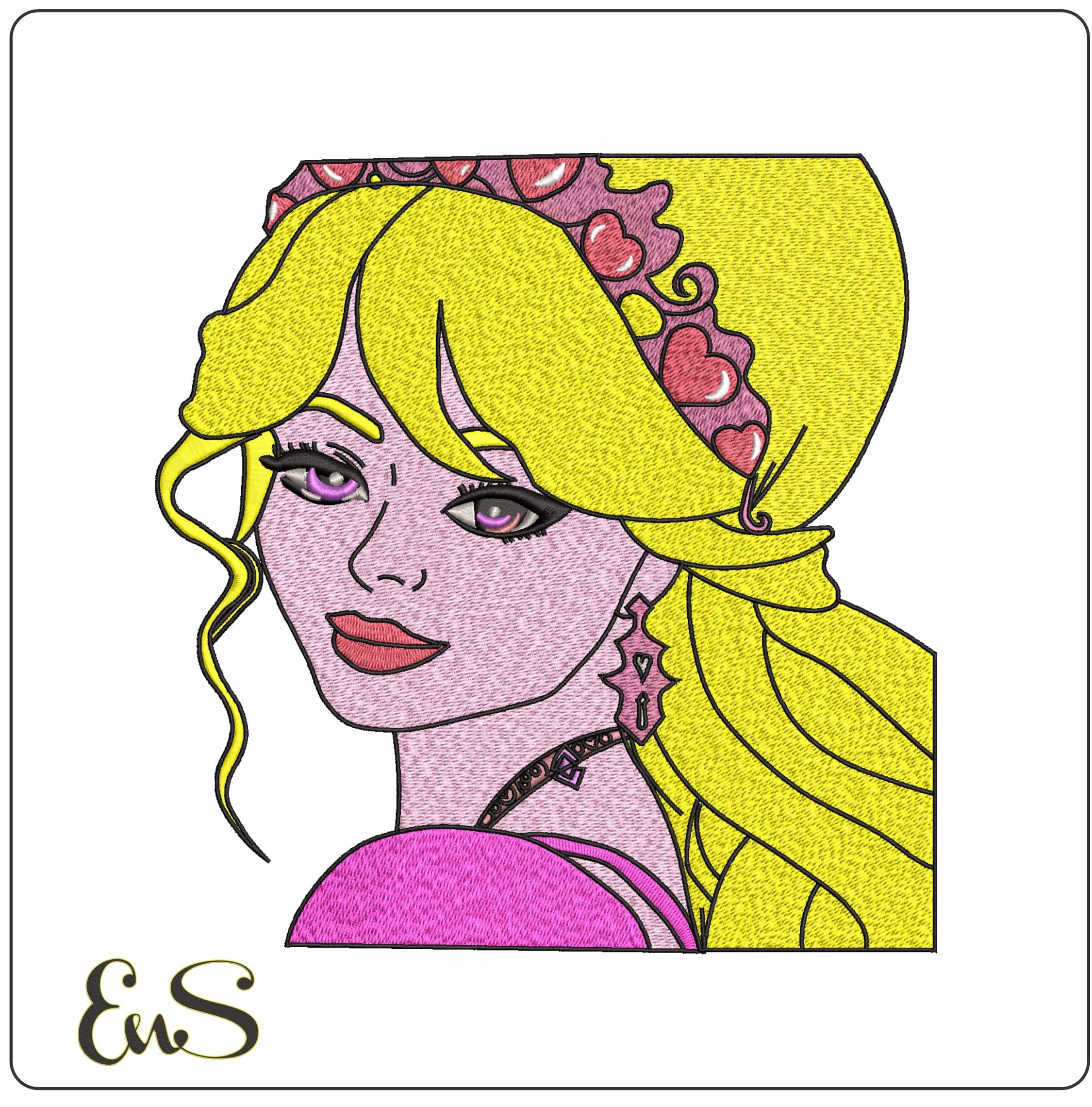 Disney Princess face- Elegant embroidery design file - instant download