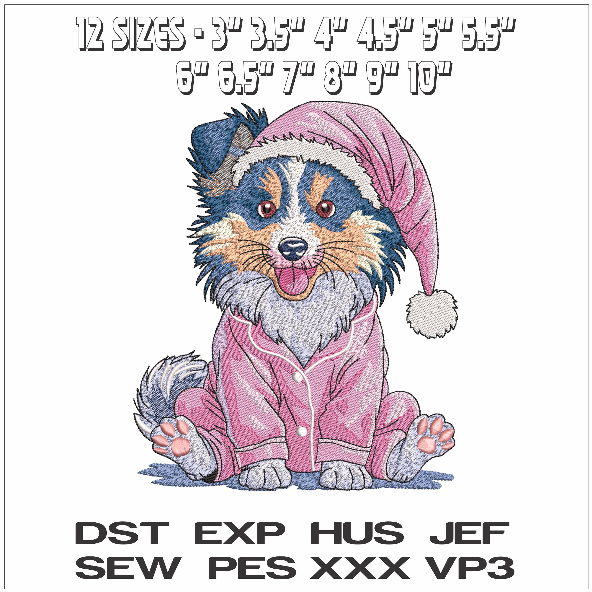 Dog in PJs- Elegant embroidery design file - instant download — view 2