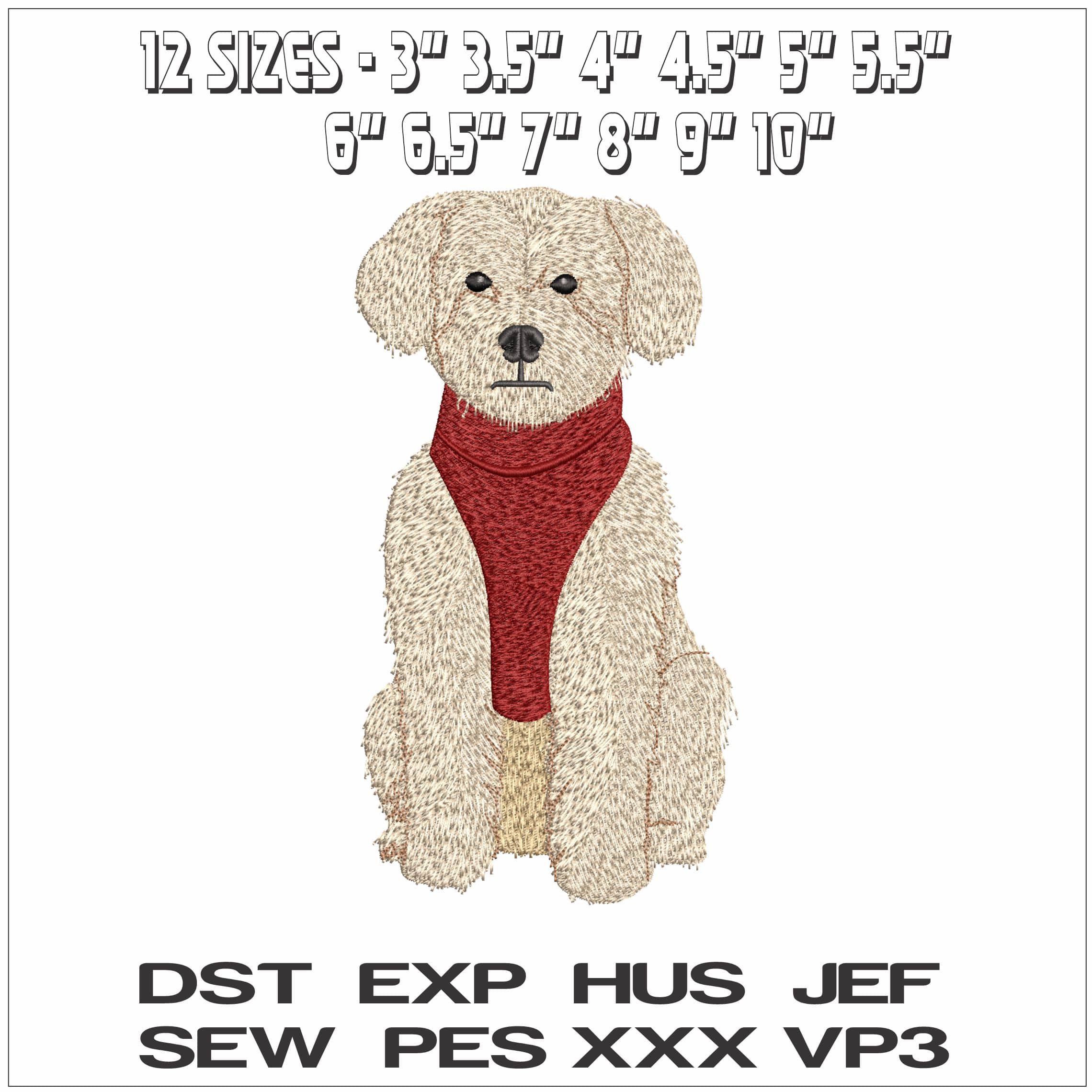 Dog in Winter outfit- Elegant embroidery design file - instant download — view 2