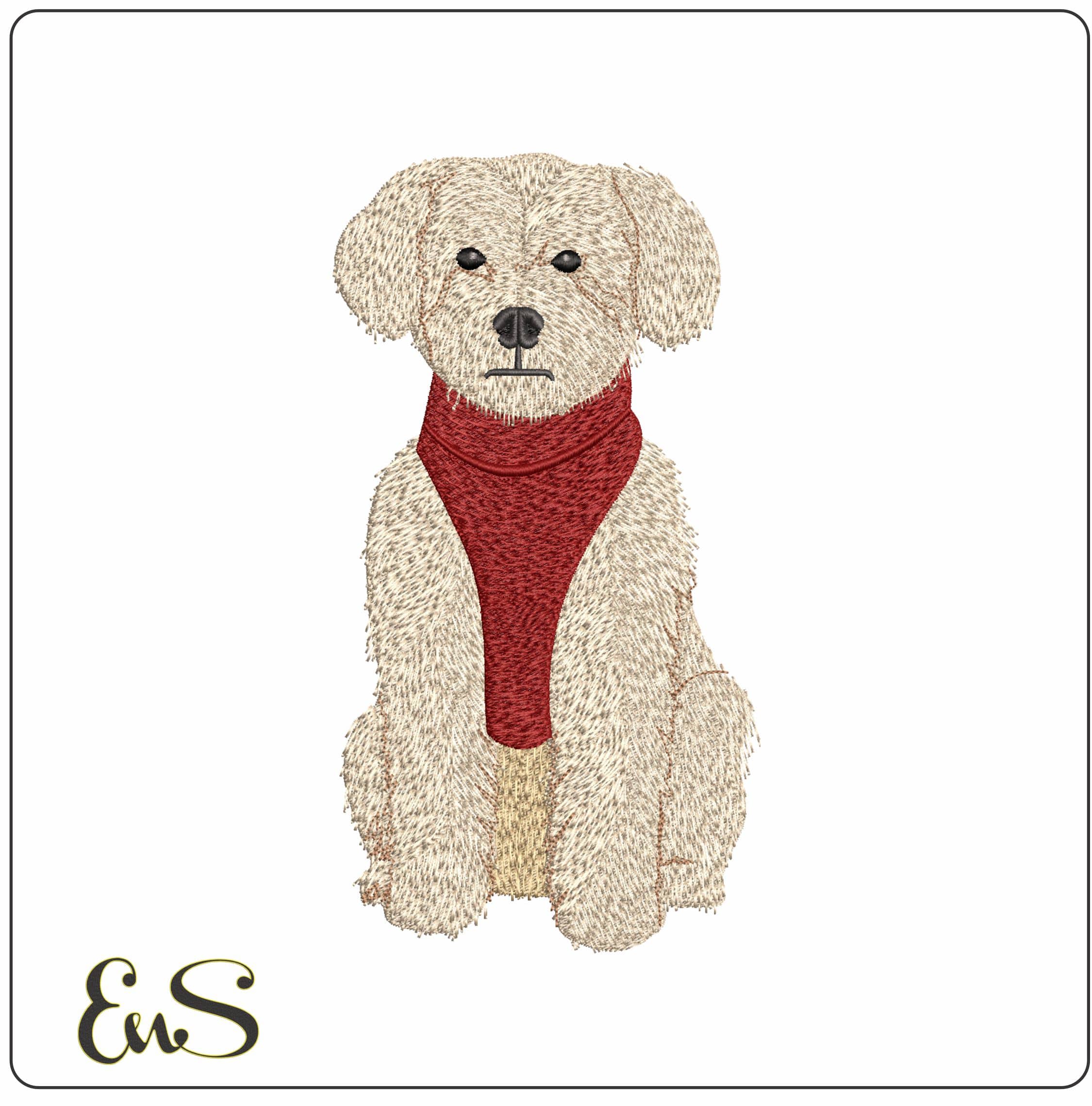 Dog in Winter outfit- Elegant embroidery design file - instant download
