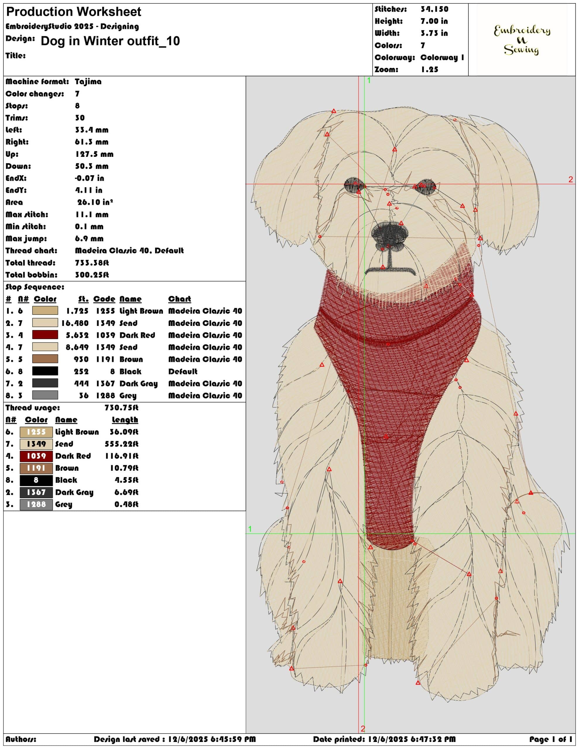 Dog in Winter outfit- Elegant embroidery design file - instant download — view 3