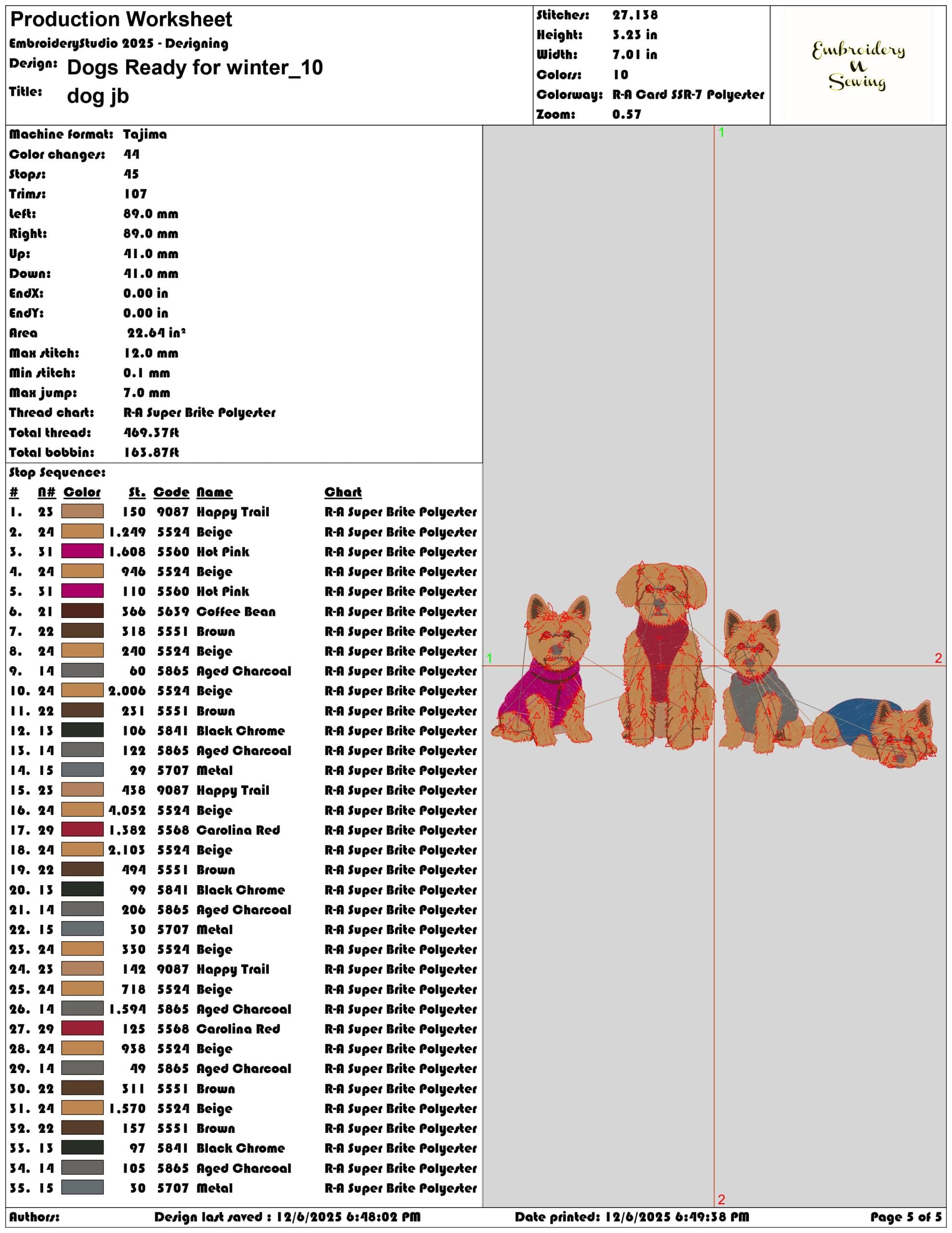 Dogs Ready for winter- Elegant embroidery design file - instant download — view 3