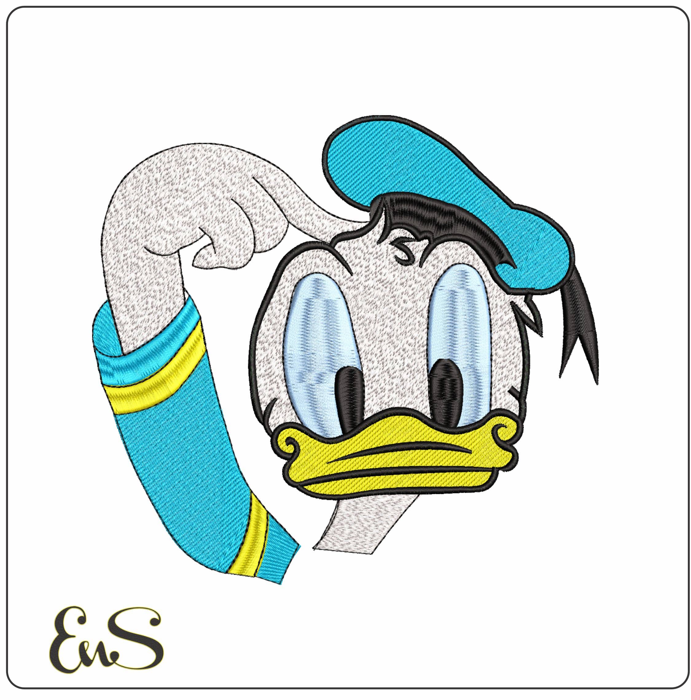 Donald Duck head- Elegant embroidery design file - instant download