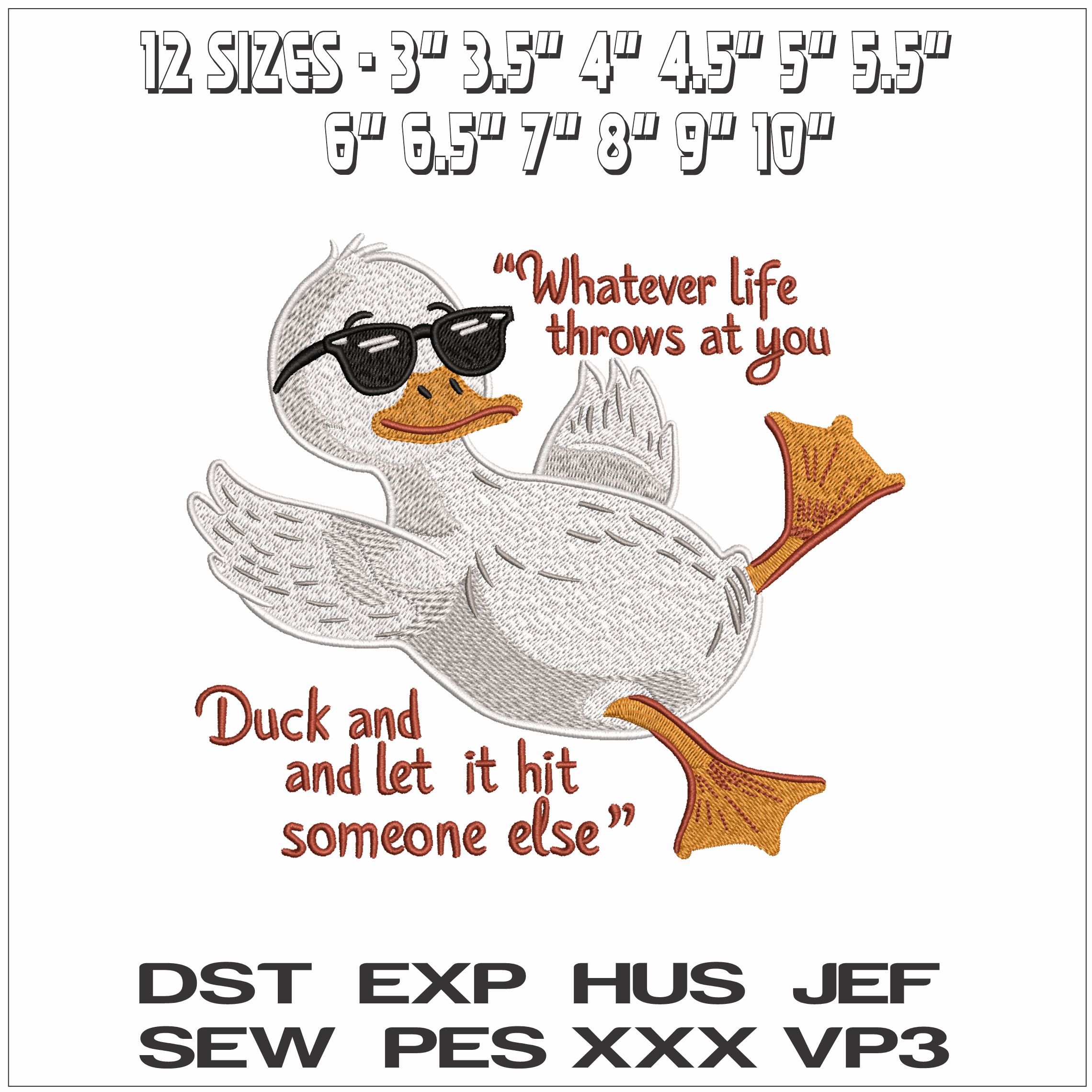 Duck and let is hit someone else- Elegant embroidery design file - instant download — view 2