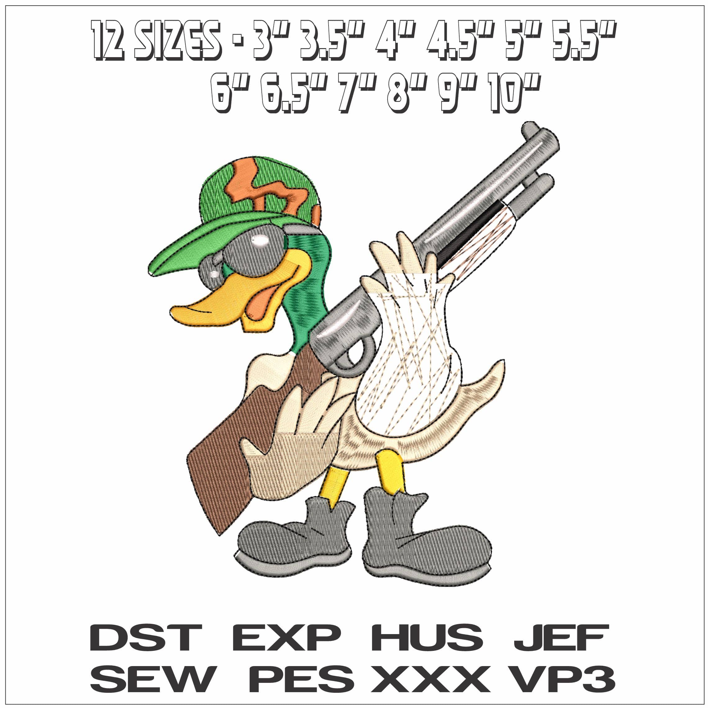 Duck with Gun- Elegant embroidery design file - instant download — view 2