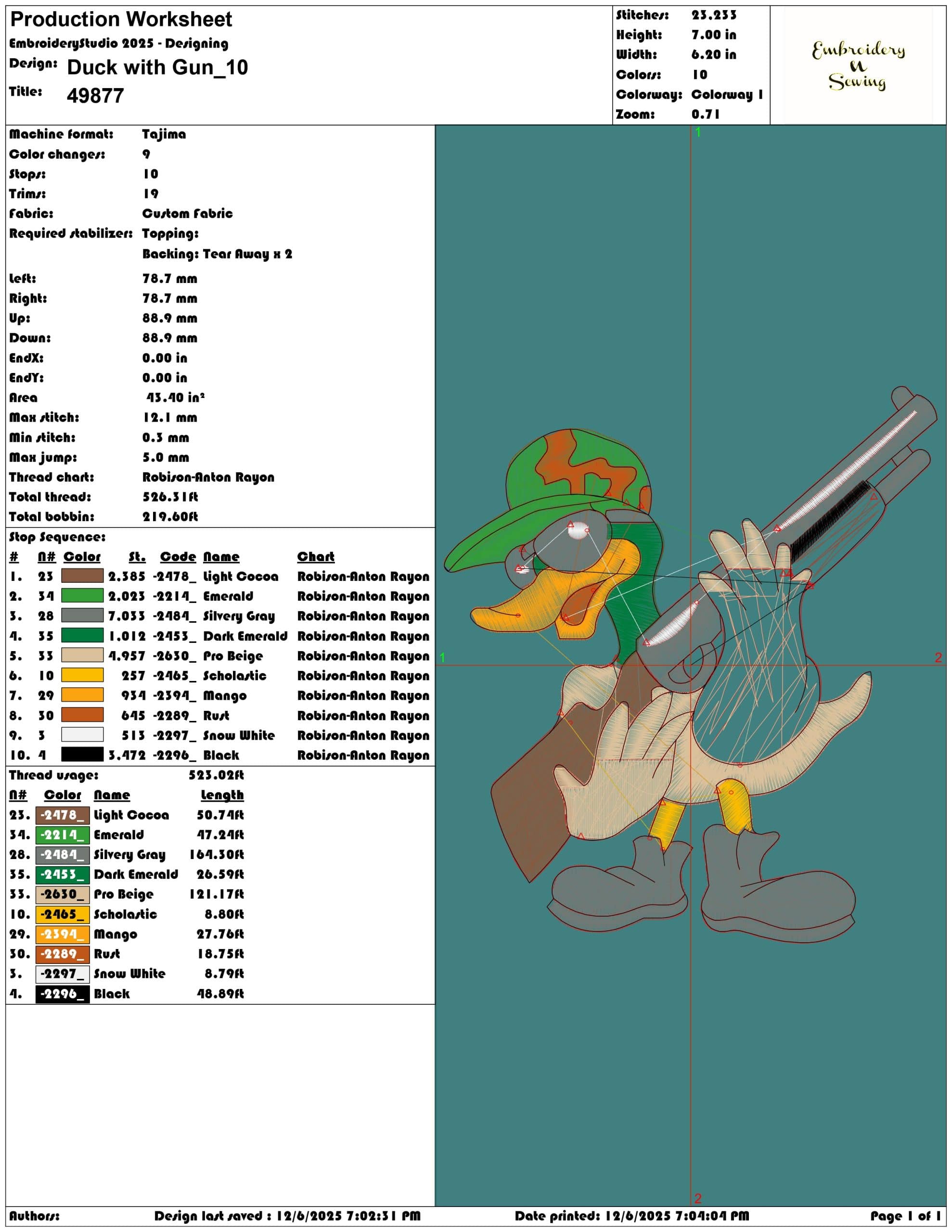 Duck with Gun- Elegant embroidery design file - instant download — view 3