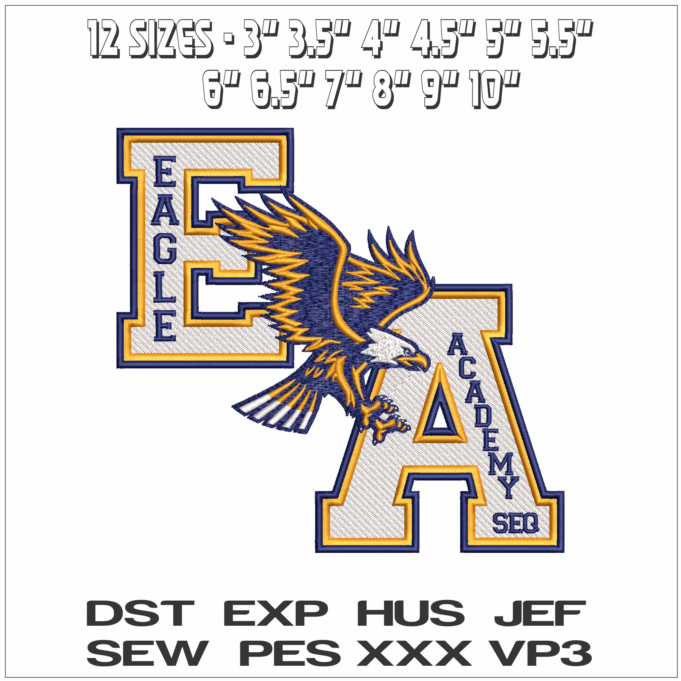 Eagle Academy- Elegant embroidery design file - instant download — view 2