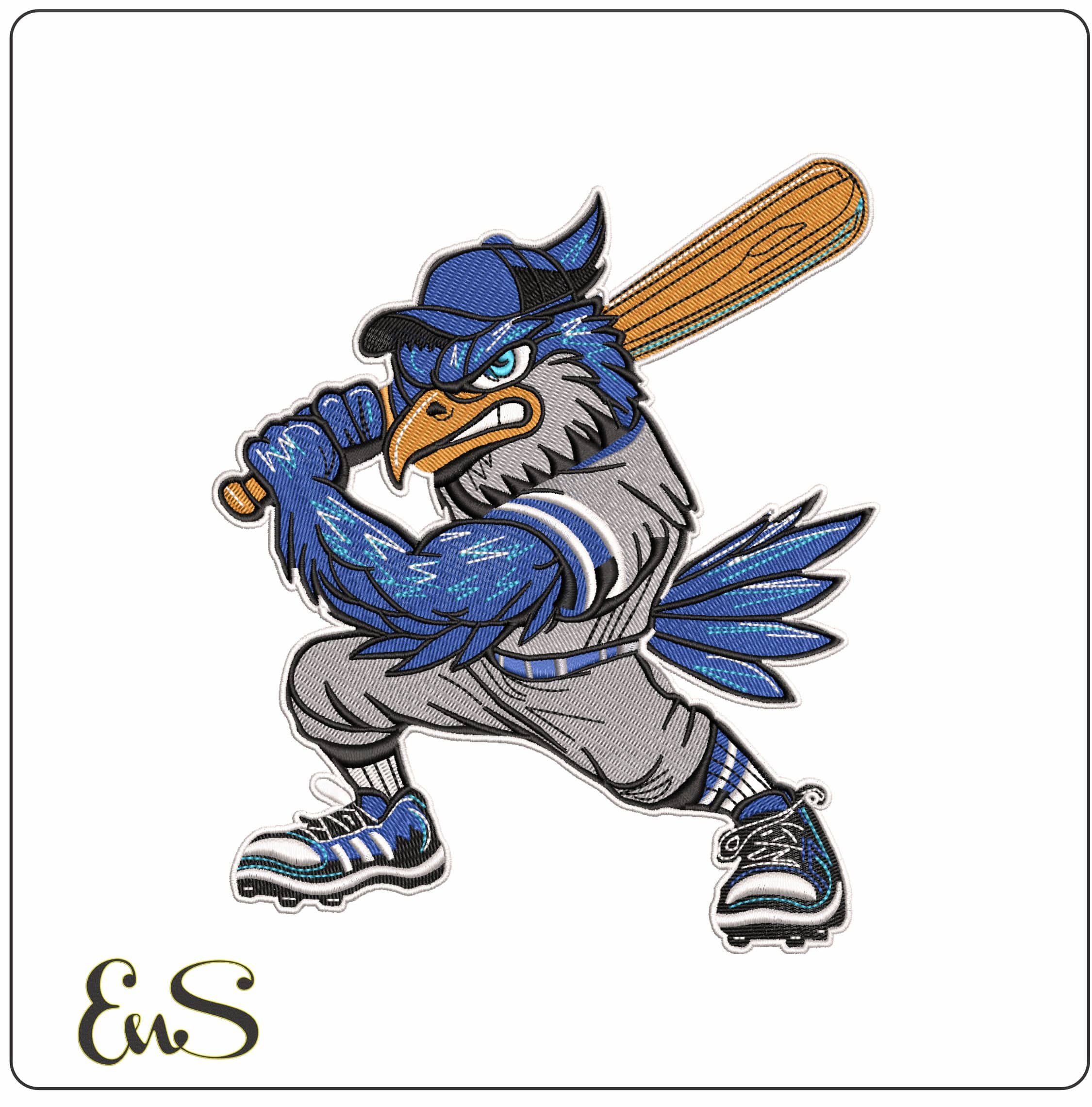 Eagle Hitter baseball- Elegant embroidery design file - instant download