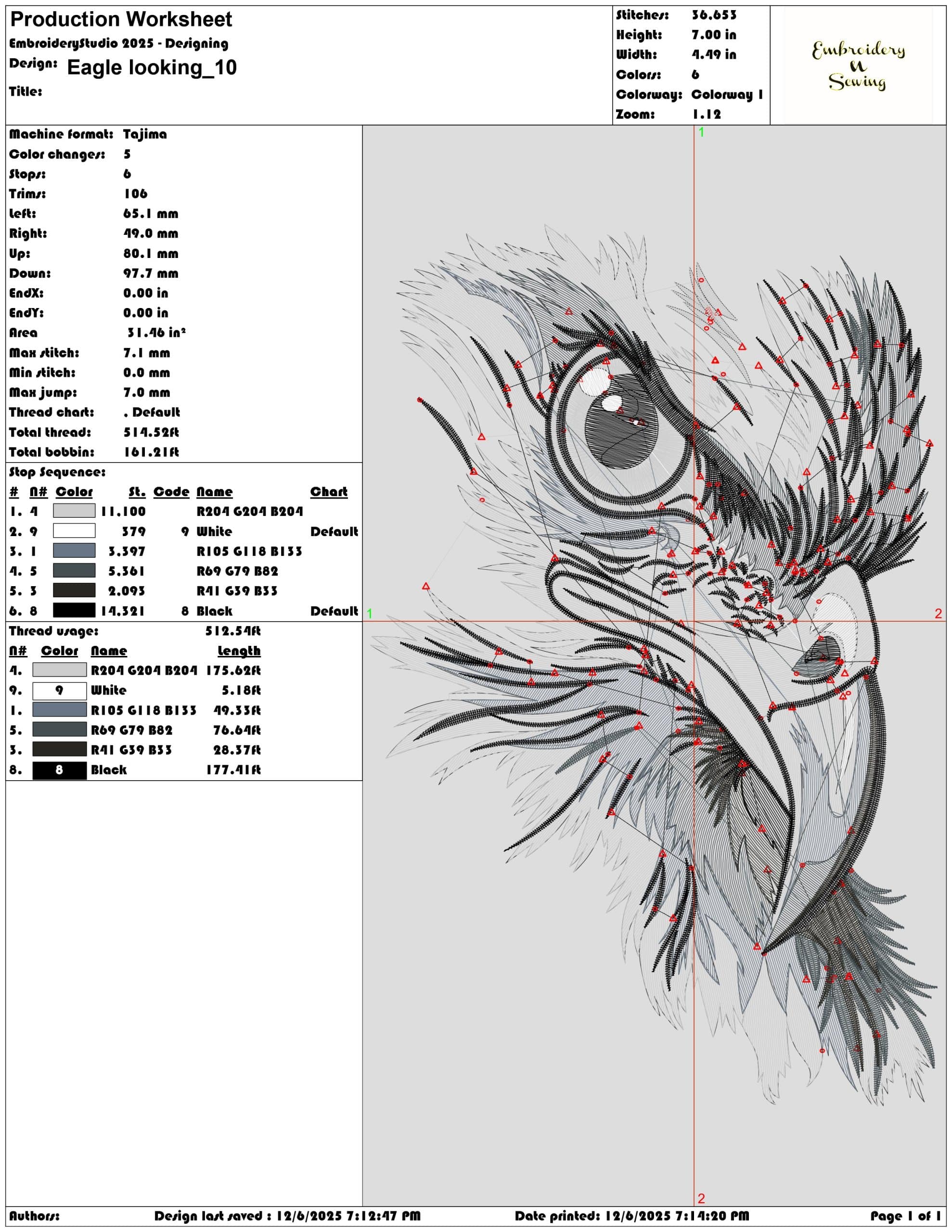 Eagle looking- Elegant embroidery design file - instant download — view 3
