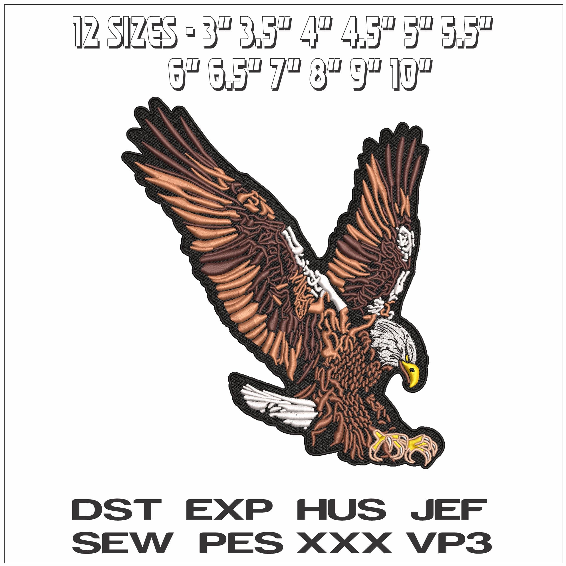 Eagle Swooping- Elegant embroidery design file - instant download — view 2
