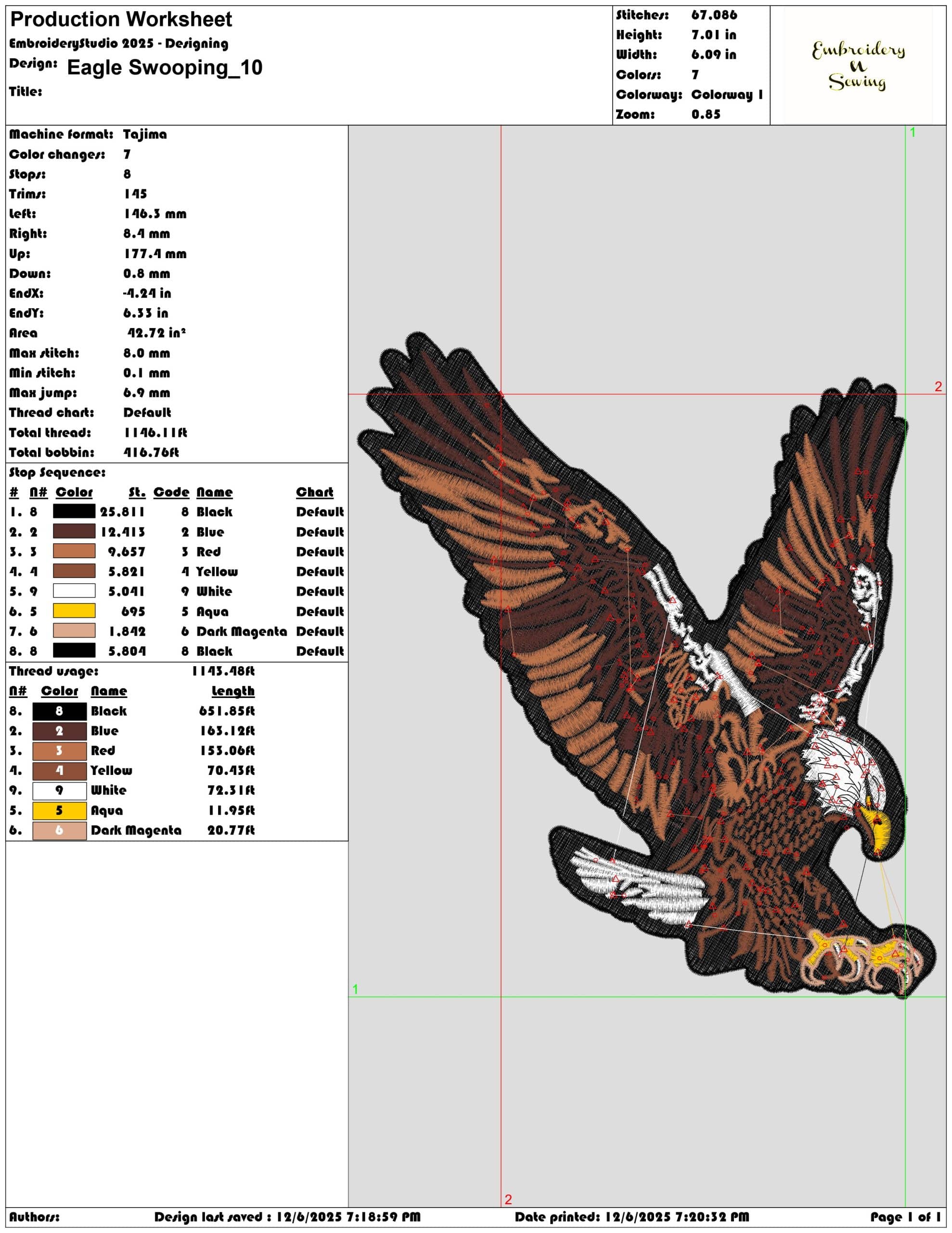 Eagle Swooping- Elegant embroidery design file - instant download — view 3