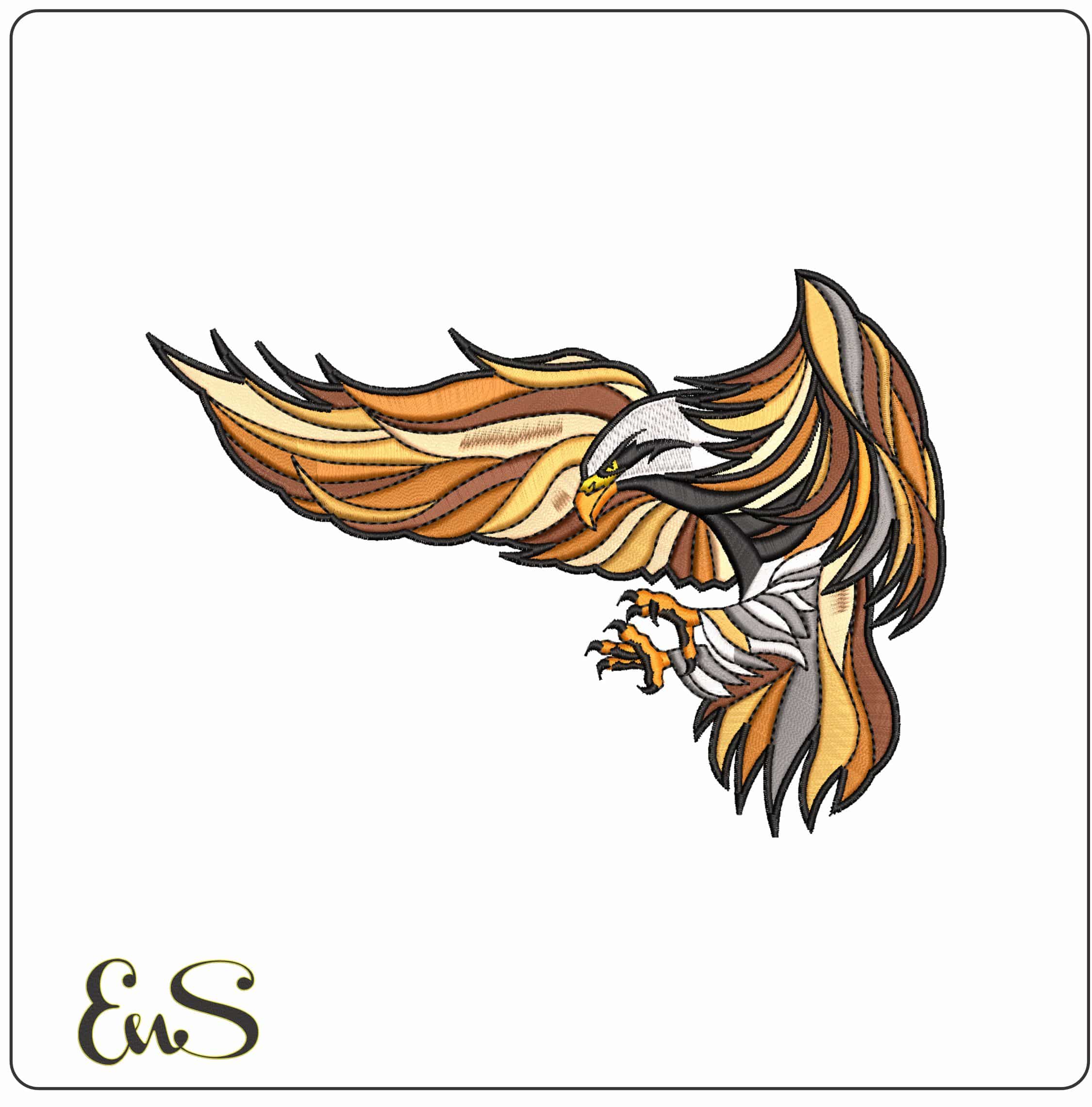 Eagle Swooping (2)- Elegant embroidery design file - instant download